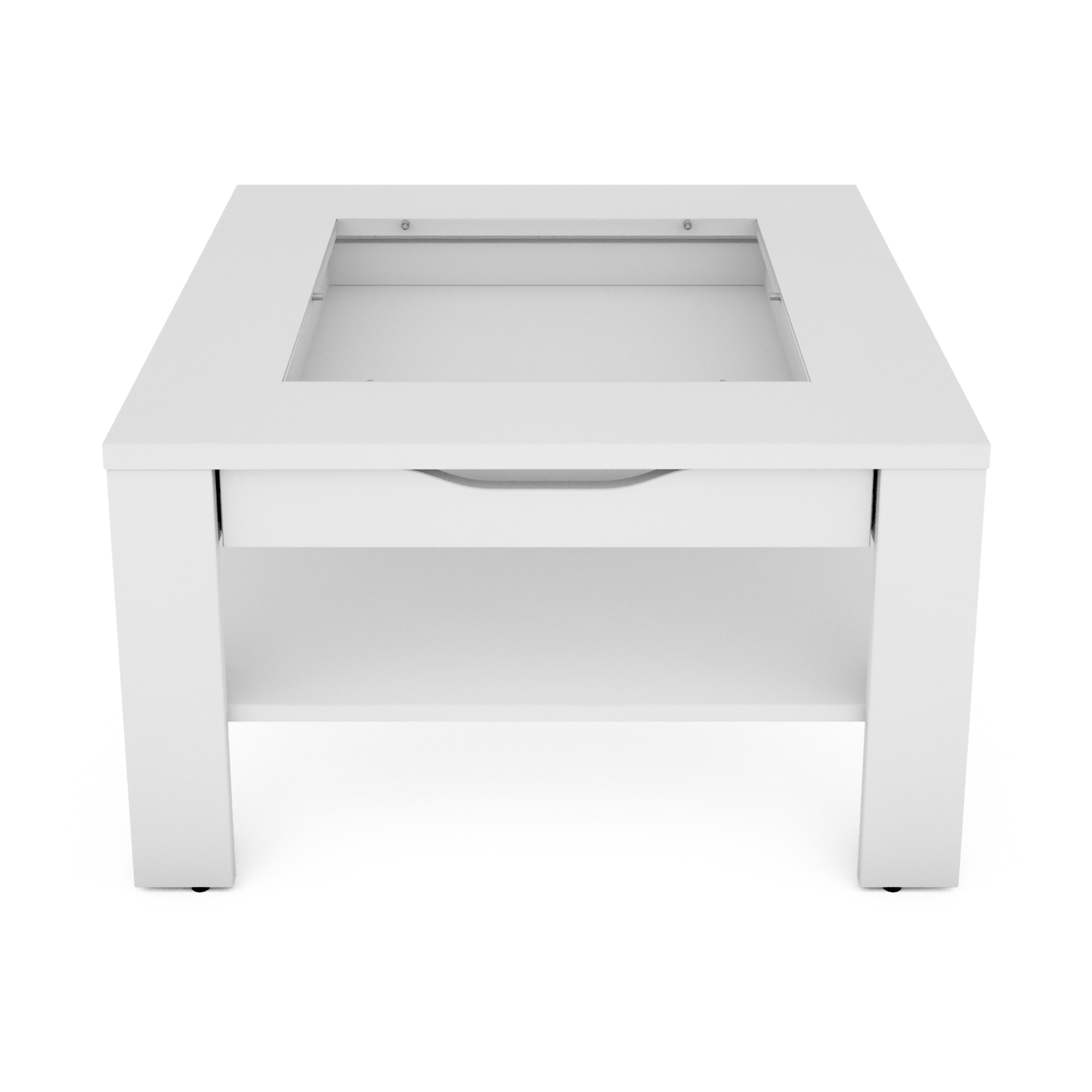 Couchtisch mit Glas & Stauraum in Weiß, byLIVING Ralph