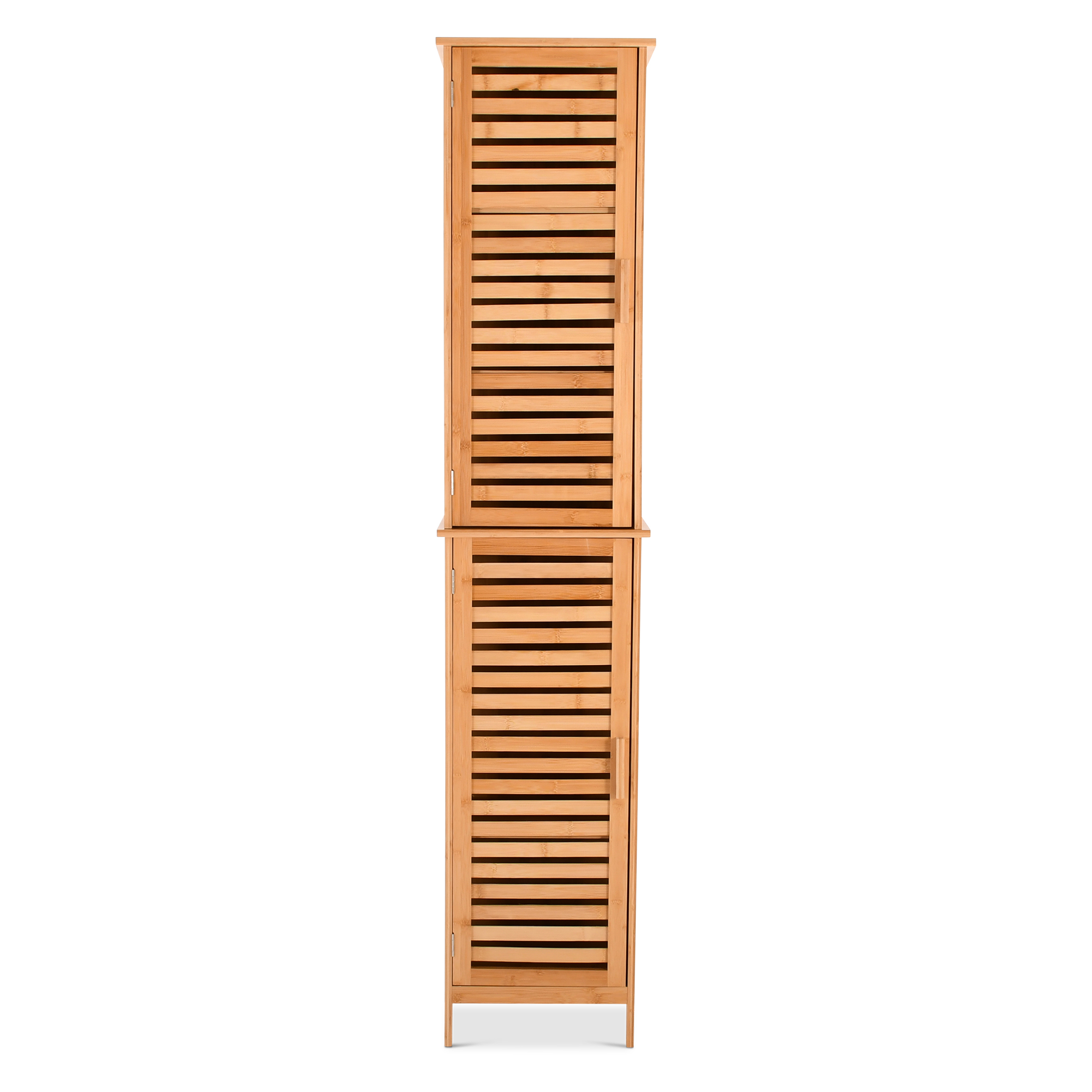 Badezimmerschrank & Hochschrank, Bambus, 2 Türen & 6 Fächer, 190 x 40 cm | Raburg Kivo