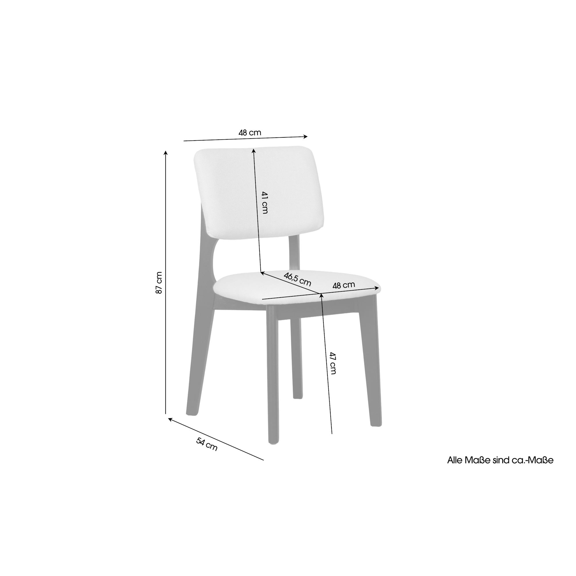 Esszimmerstuhl 2-er Set, Webstoff in Beige, Massivholzgestell in Schwarz, byLIVING Elsa