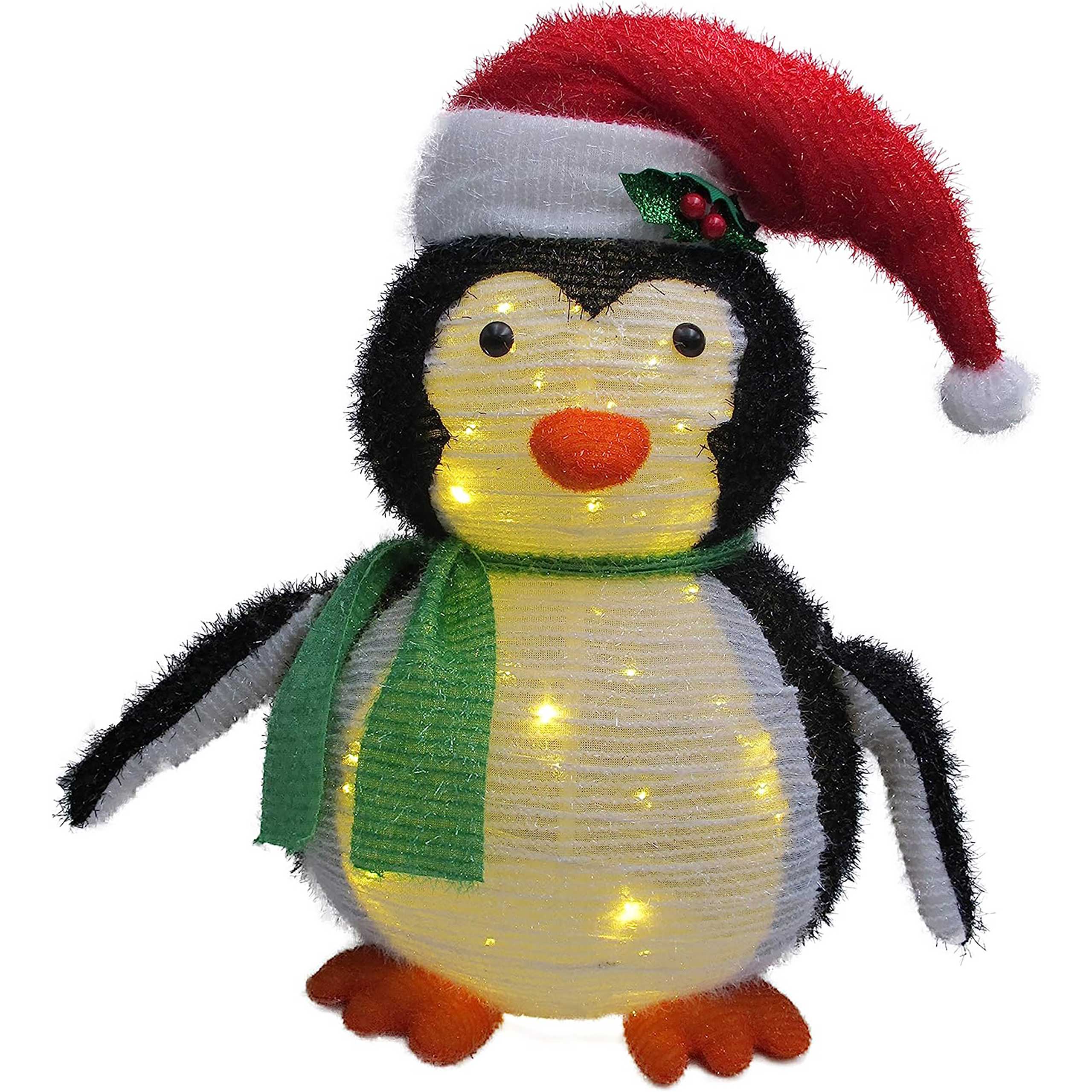 Raburg Deko-Pinguin mit LEDs - Glitzer Pop-Up XL Deko-Figur für Weihnachten mit 60 warmweißen LEDs