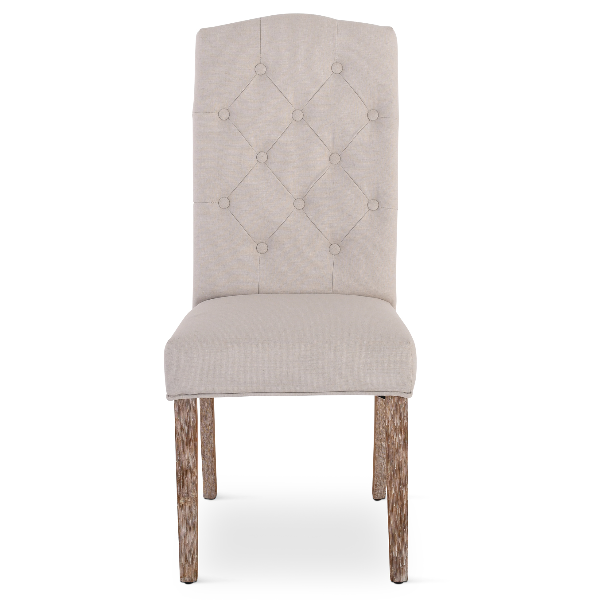 Esszimmerstuhl 2er-Set, Chesterfield-Design, Beige, Beine Holz, Raburg Anastasia