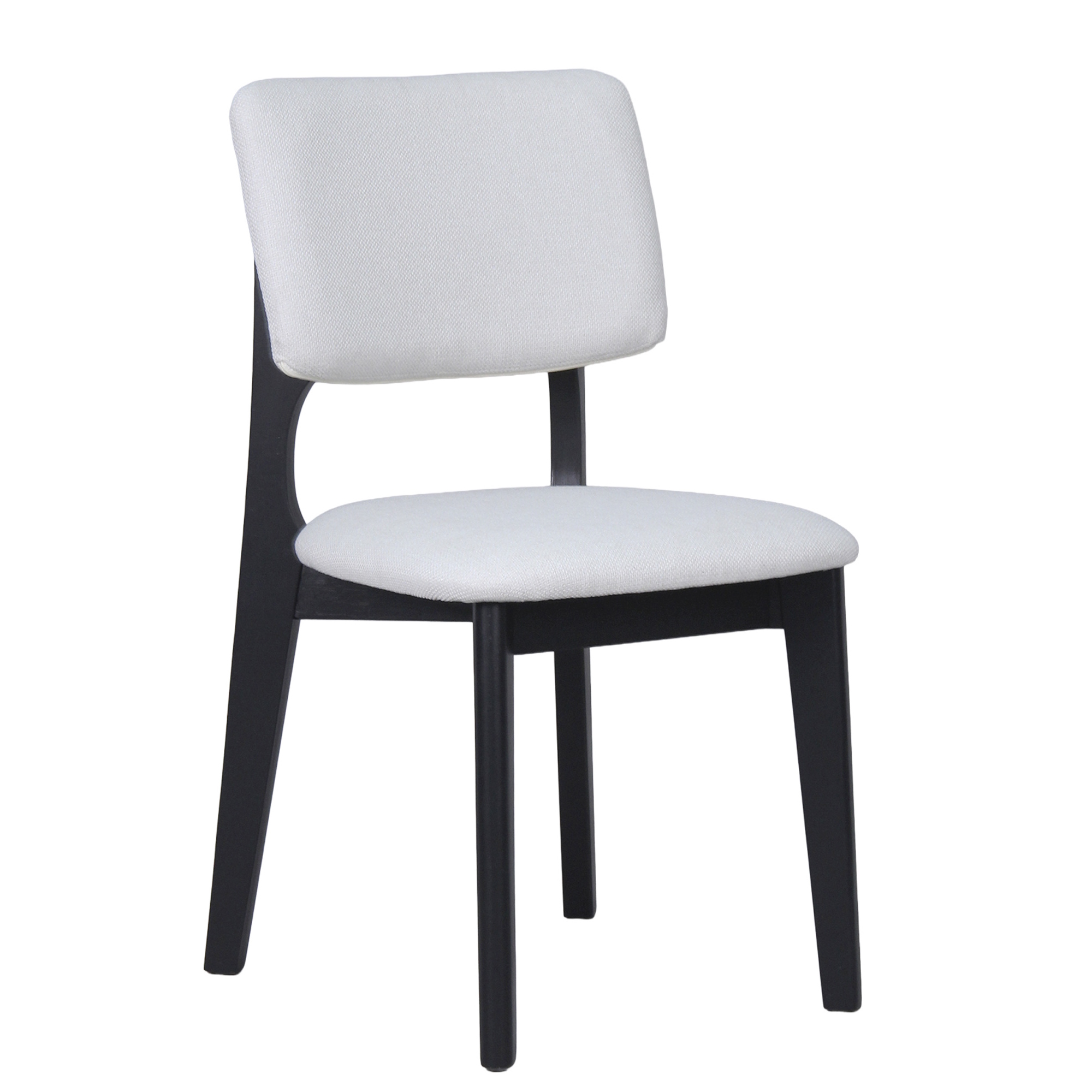 Esszimmerstuhl 2-er Set, Webstoff in Beige, Massivholzgestell in Schwarz, byLIVING Elsa
