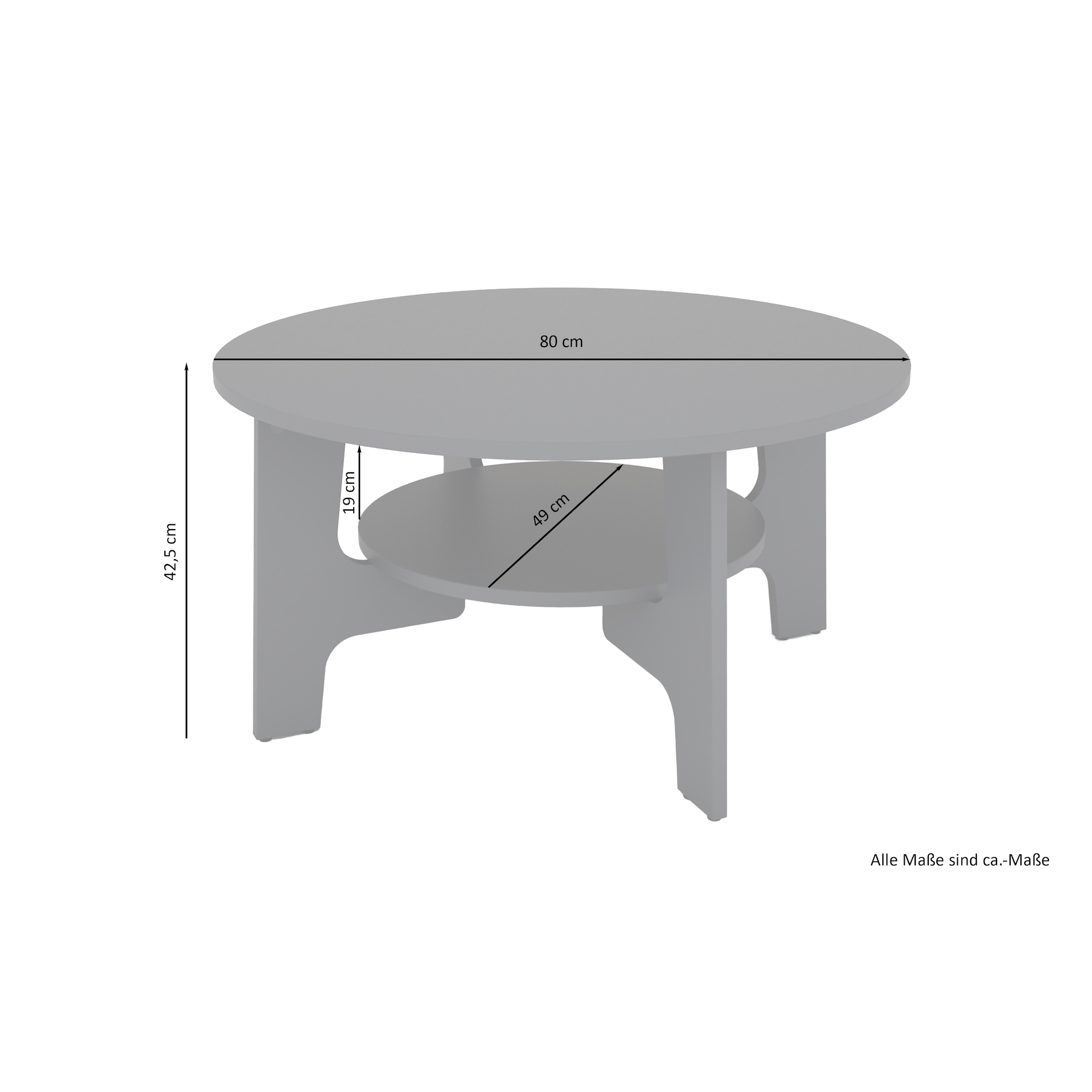 Runder Couchtisch in Old-Wood-Optik, Tischbeine in Graphit mit Ablage, byLIVING Jonny