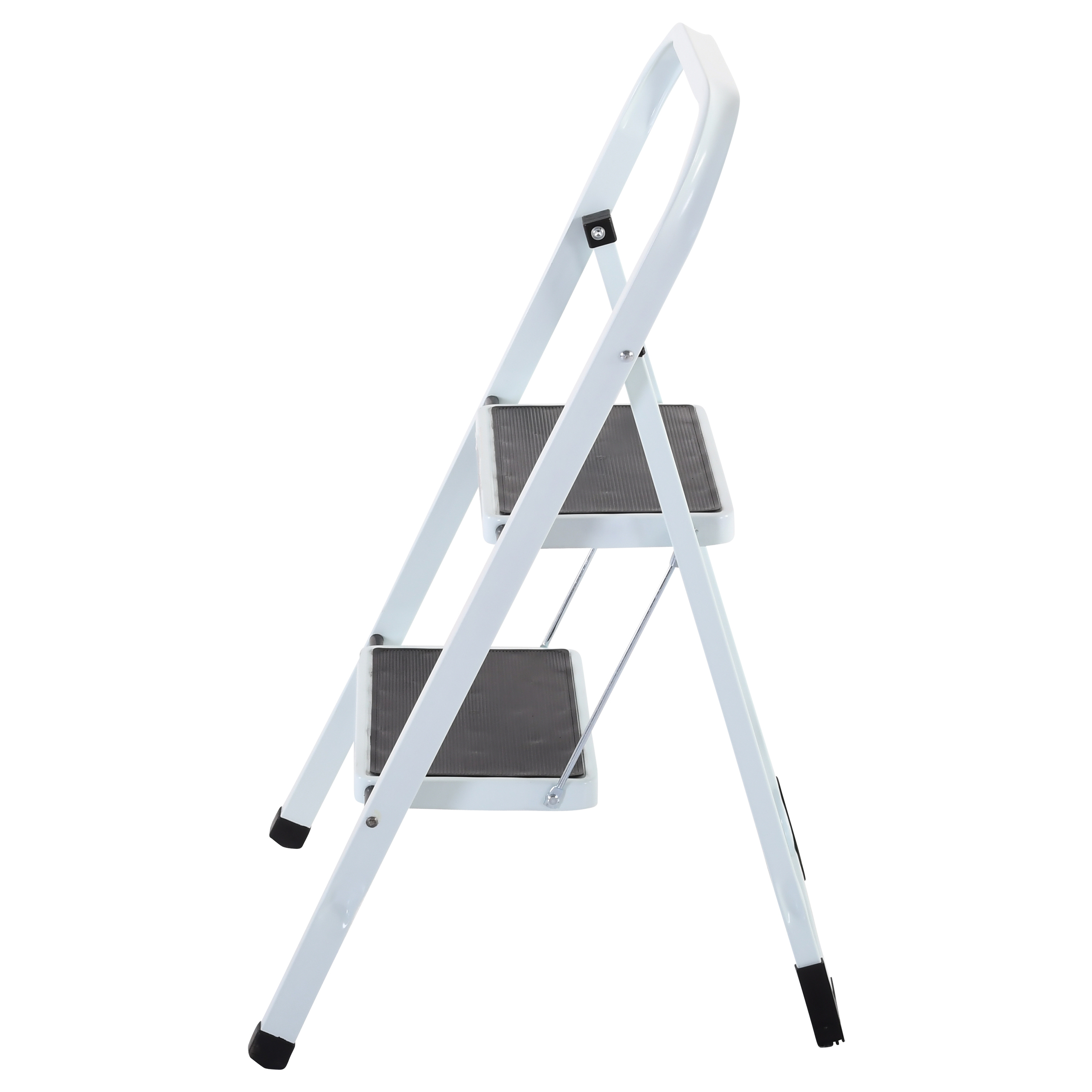 Raburg Stahl-Klapptritt-Leiter Step Klein, 2 Stufen, Stahl in Weiß, kompakt klappbar - 45,5 cm hoch
