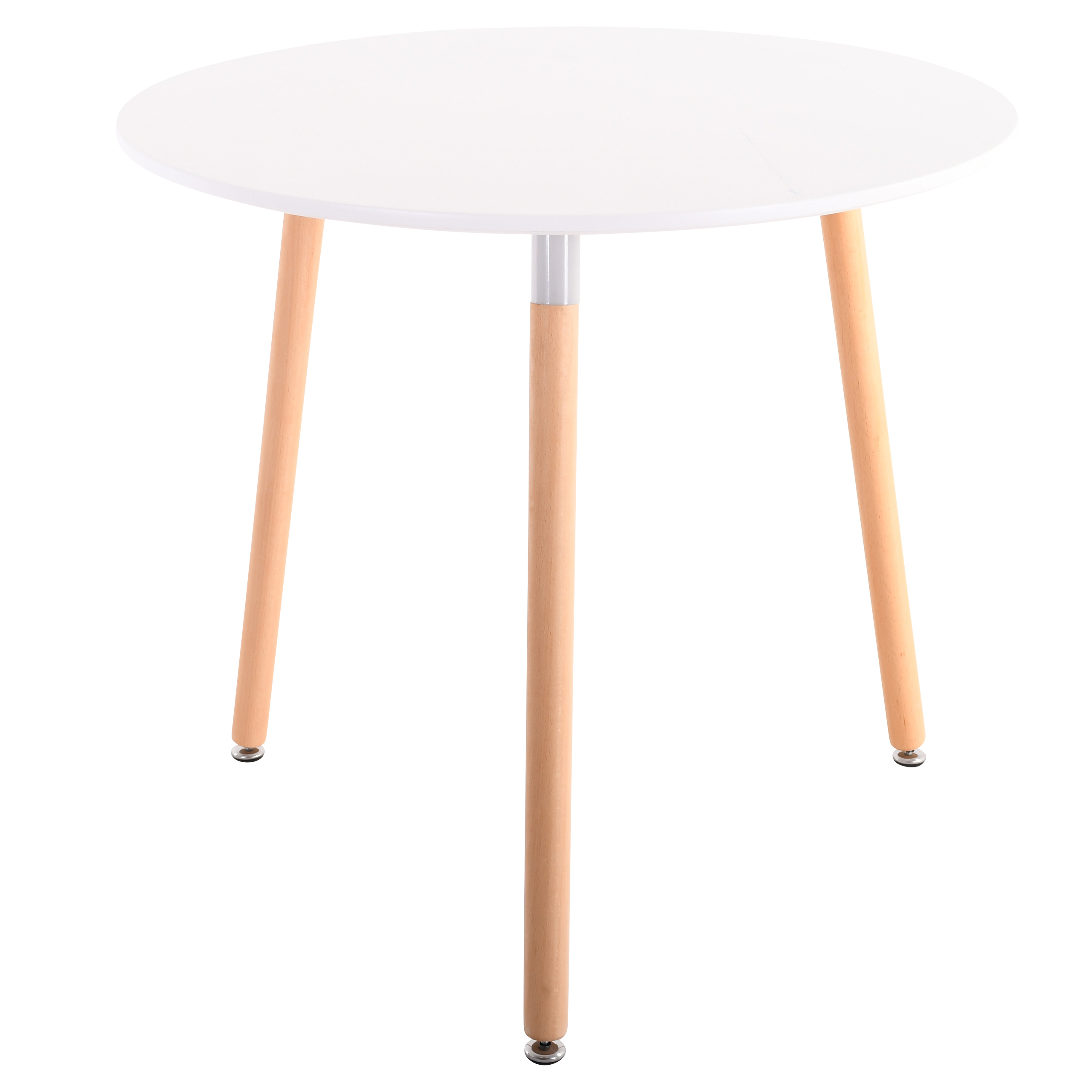 Raburg Tisch Smilla groß, Seiden-Weiß, 74 cm hoch, 80 cm Durchmesser, Beine Buche