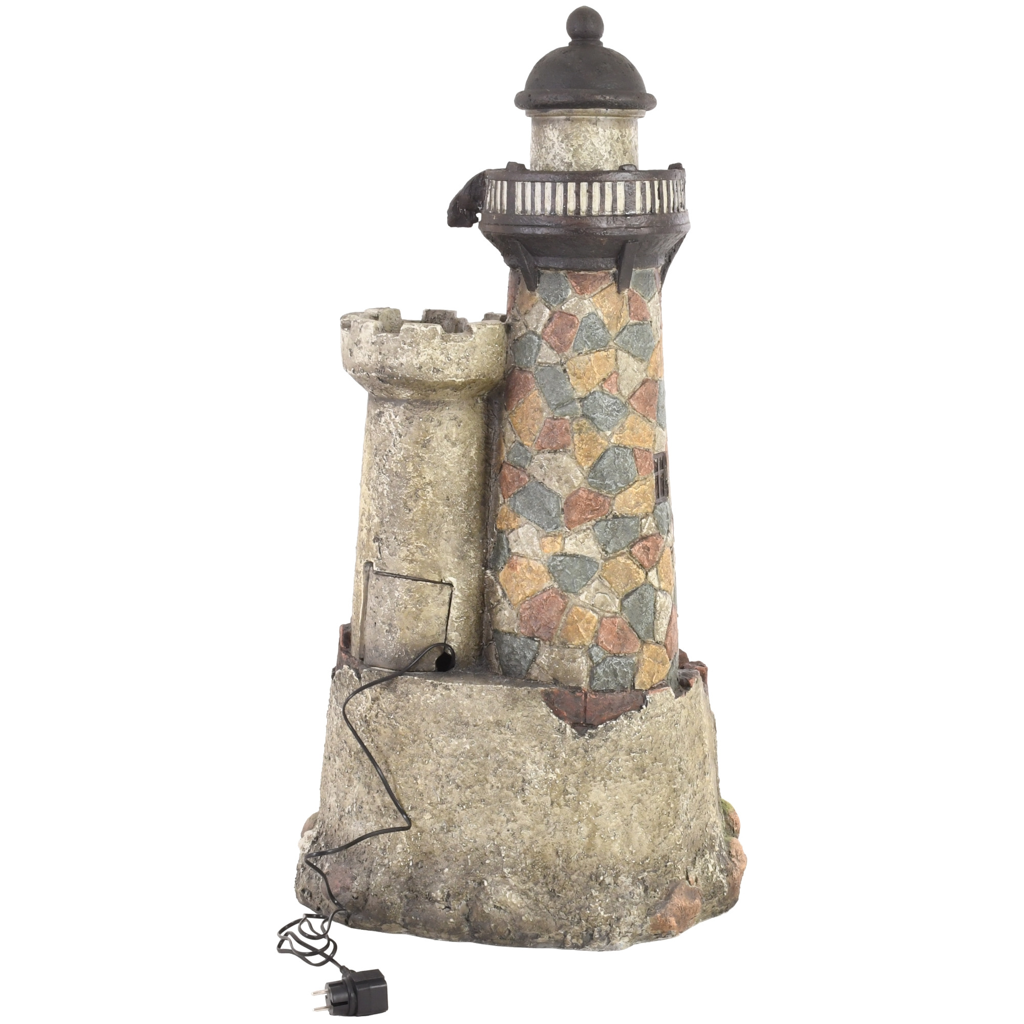 Raburg Gartenbrunnen Leuchtturm XXL - Dekobrunnen mit warmweißer LED Beleuchtung, ca. 110x57x49 cm