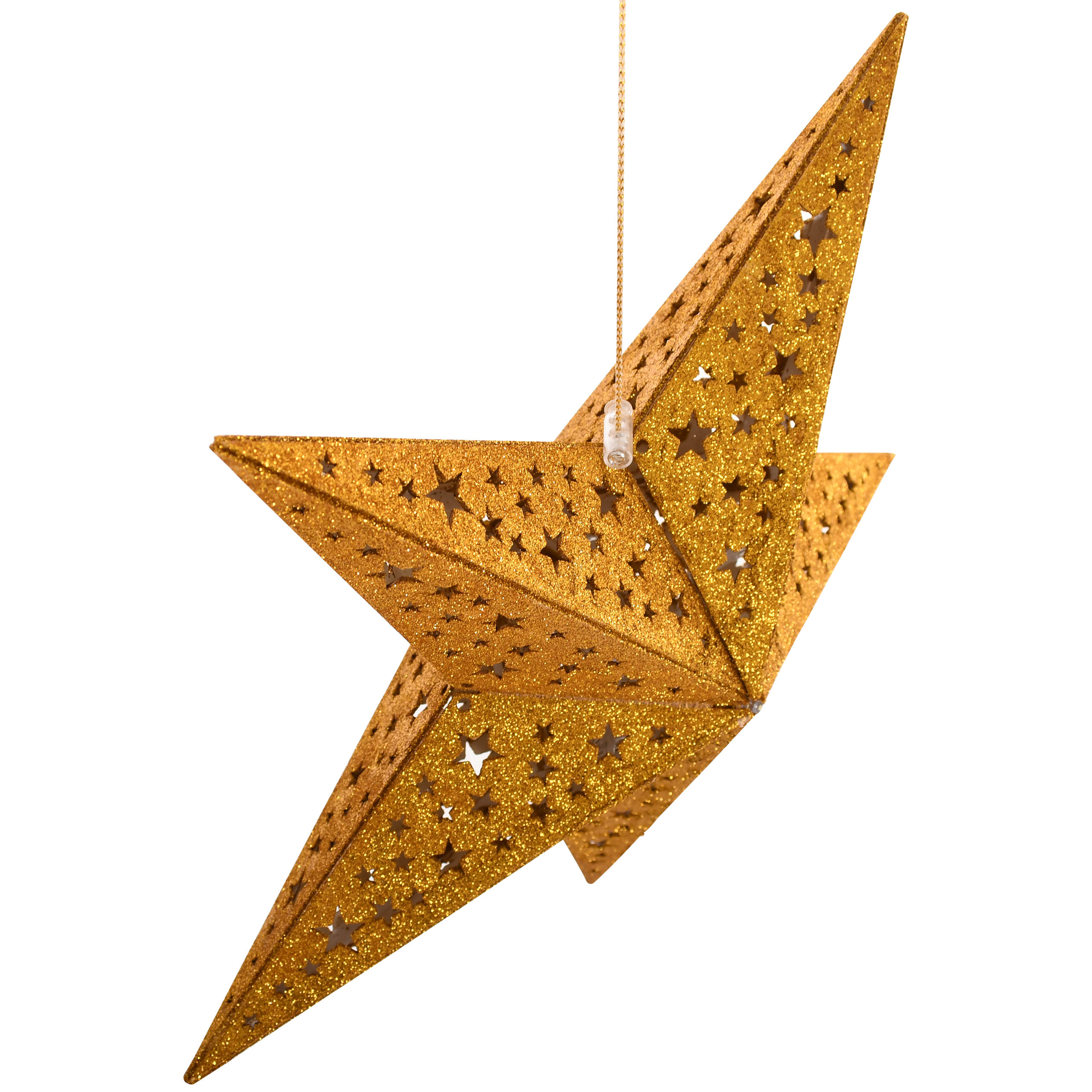 Raburg LED Deko-Weihnachtsstern Gold mit Glitzer, Holz, ca. 40 cm Ø, 10 LEDs in Warm-Weiß