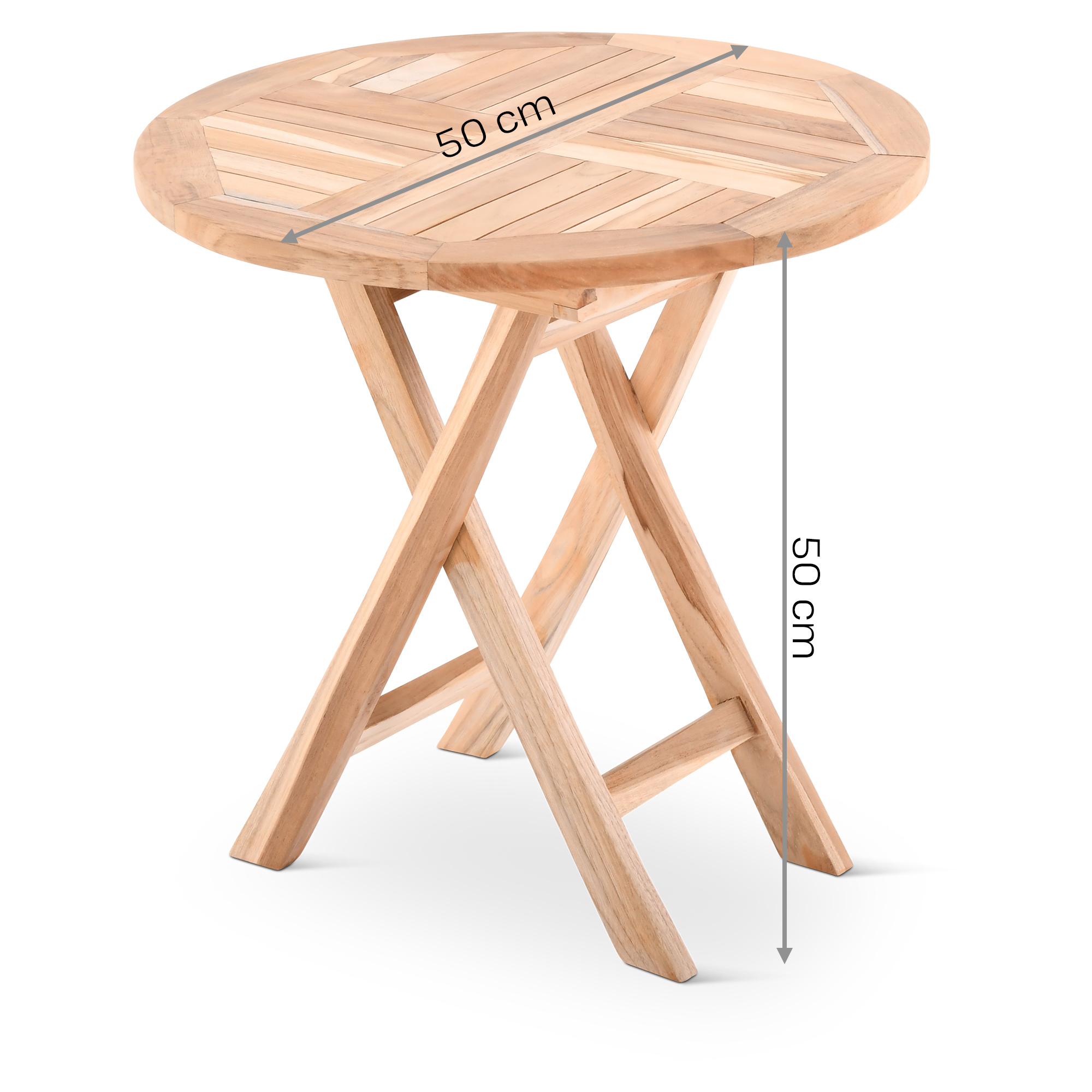 Raburg Garten-Beistelltisch Rund in Natur - Teakholz, 50 cm Durchmesser, 50 cm hoch