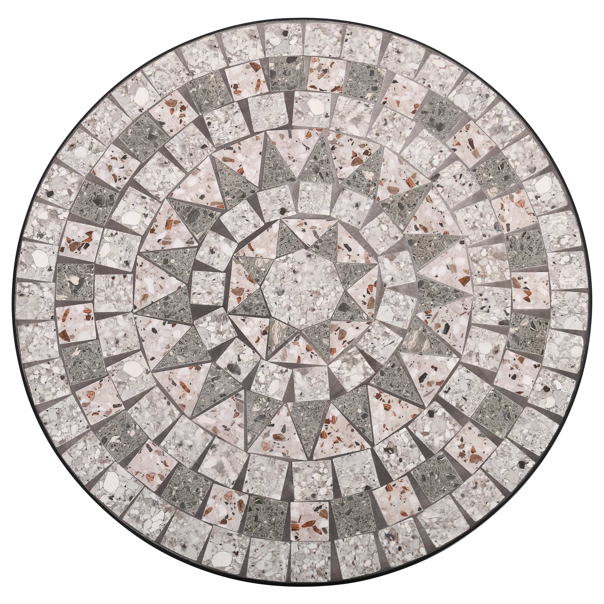 Mosaiktisch, 60 cm Ø, Gartentisch mit Mosaikmuster, Grau-Weiß-Anthrazit, Raburg Mayla