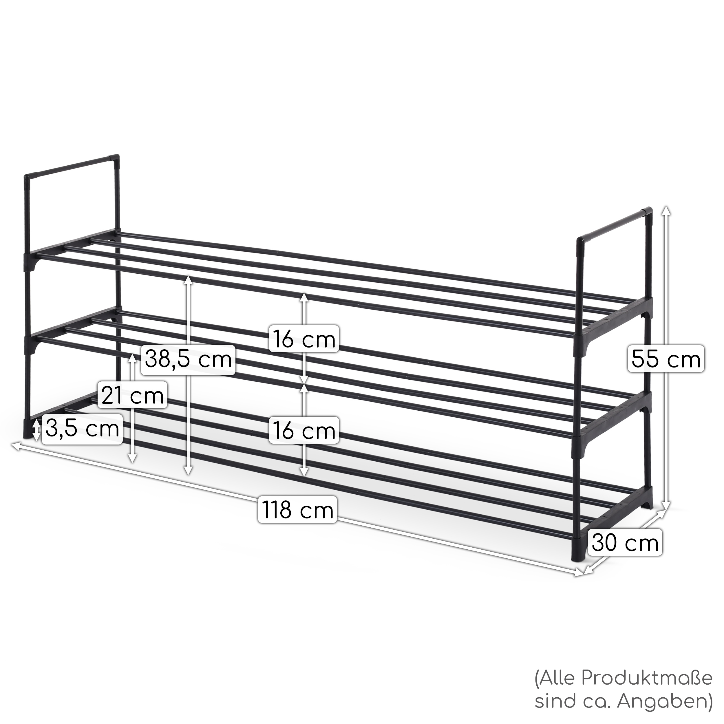 raburg-schuhregal-3-boeden-118cm-schwarz-metall-zum-stecken-300059