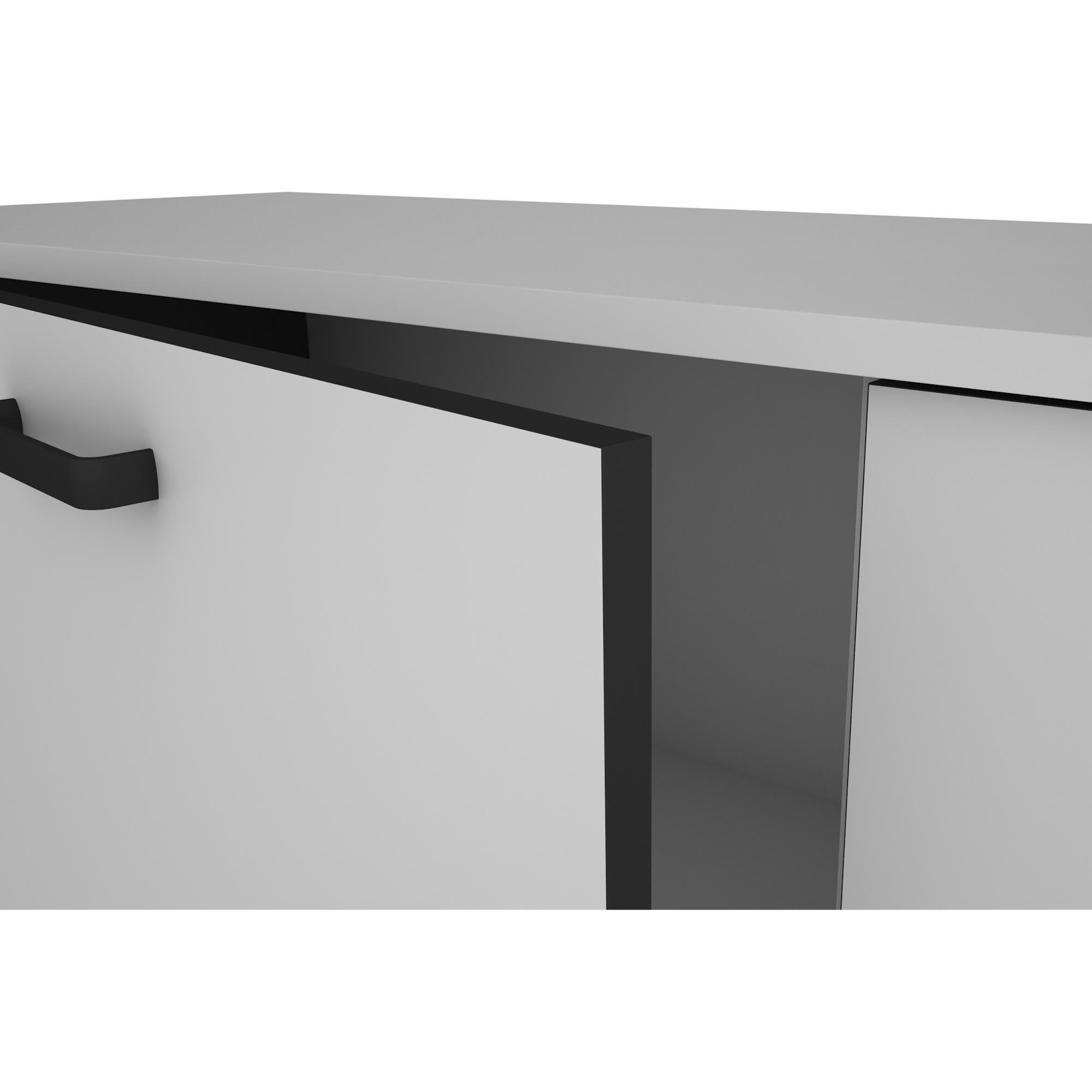 Sideboard mit Tür & Schubkästen, Kommode in Weiß und Schwarz, B140×H84×T40 cm, byLIVING Faro