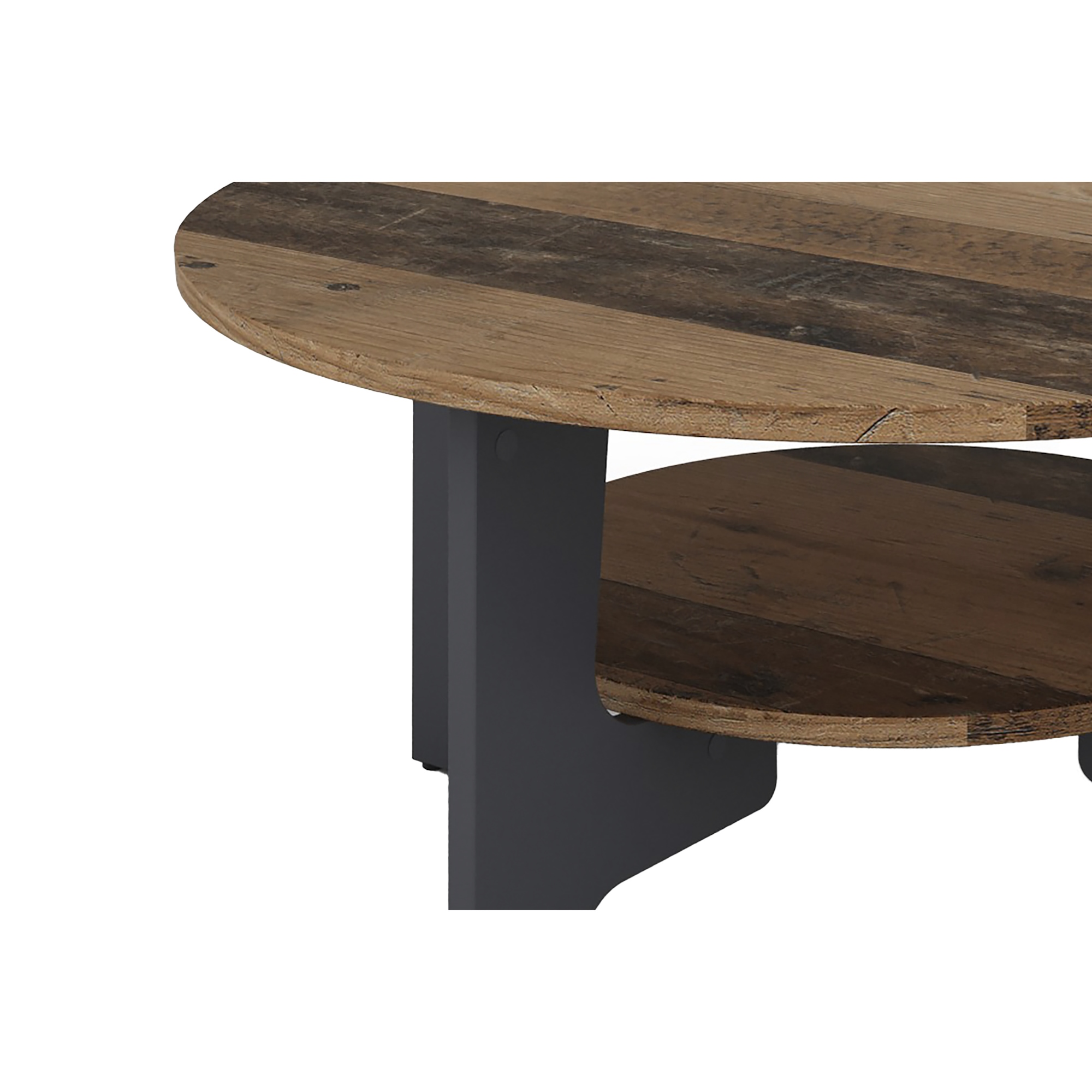 Runder Couchtisch in Old-Wood-Optik, Tischbeine in Graphit mit Ablage, byLIVING Jonny