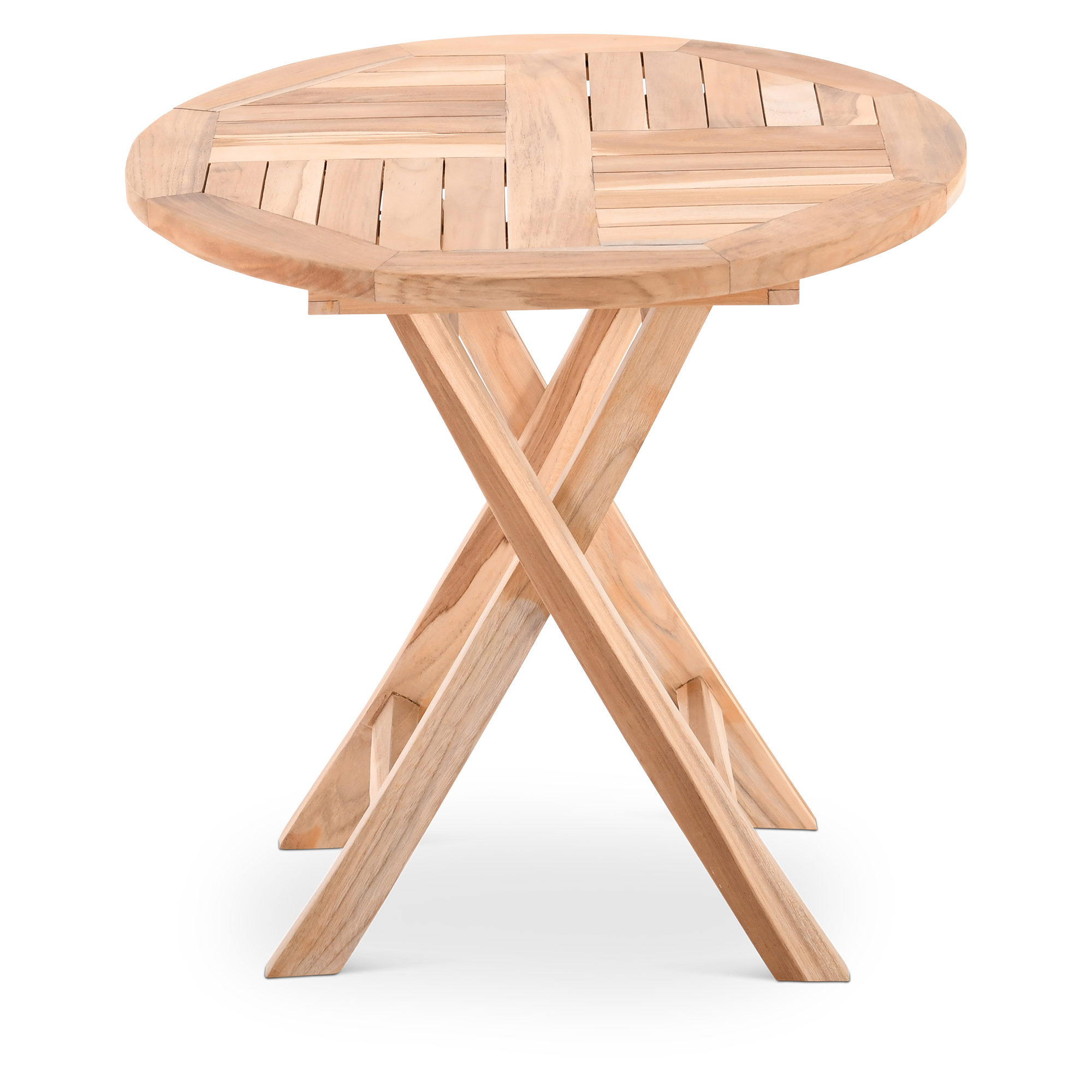 Raburg Garten-Beistelltisch Rund in Natur - Teakholz, 50 cm Durchmesser, 50 cm hoch