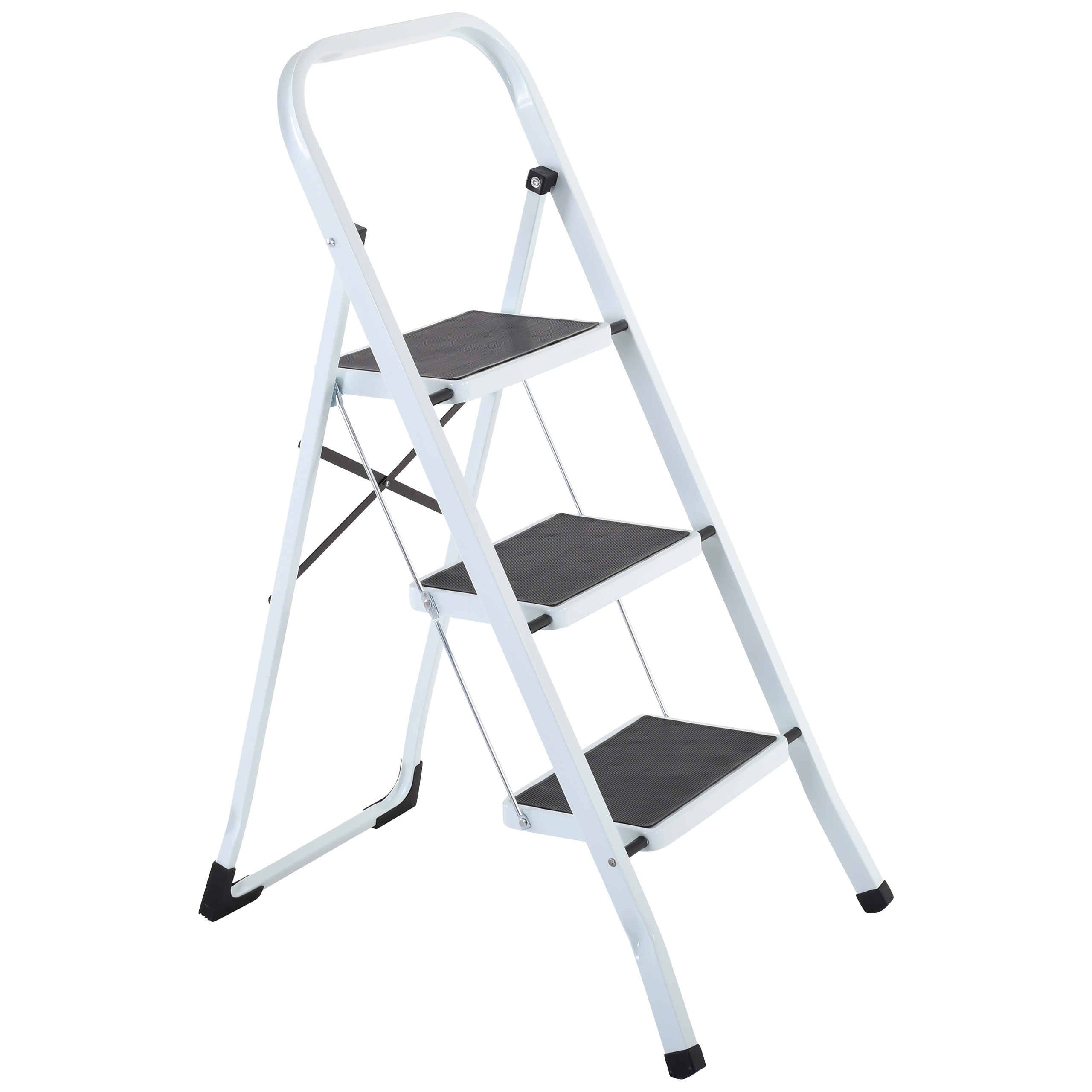 Raburg Stahl-Klapptritt-Leiter Step Medium, 3 Stufen, Stahl in Weiß, kompakt klappbar - 67,5 cm hoch