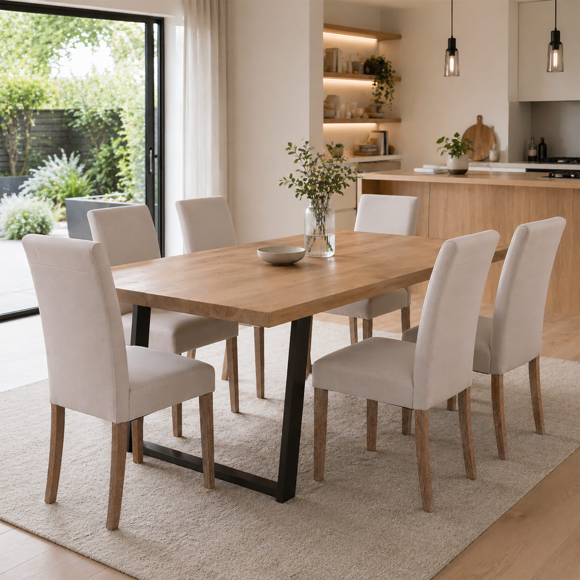 Esszimmerstuhl 2er-Set, Beige, Beine Holz, Raburg Alexandra