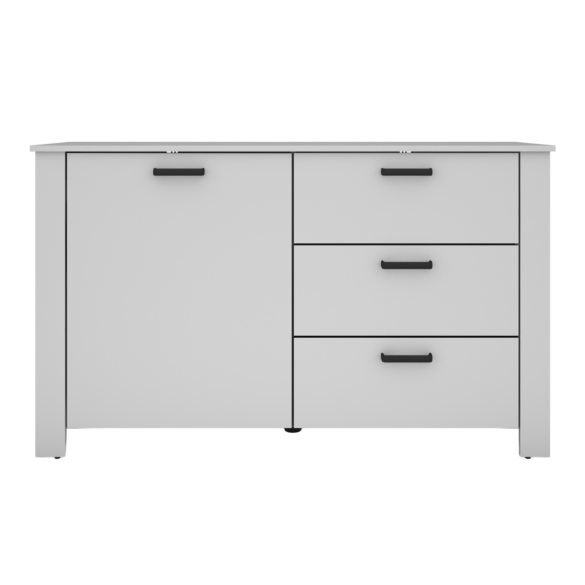 Sideboard mit Tür & Schubkästen, Kommode in Weiß und Schwarz, B140×H84×T40 cm, byLIVING Faro