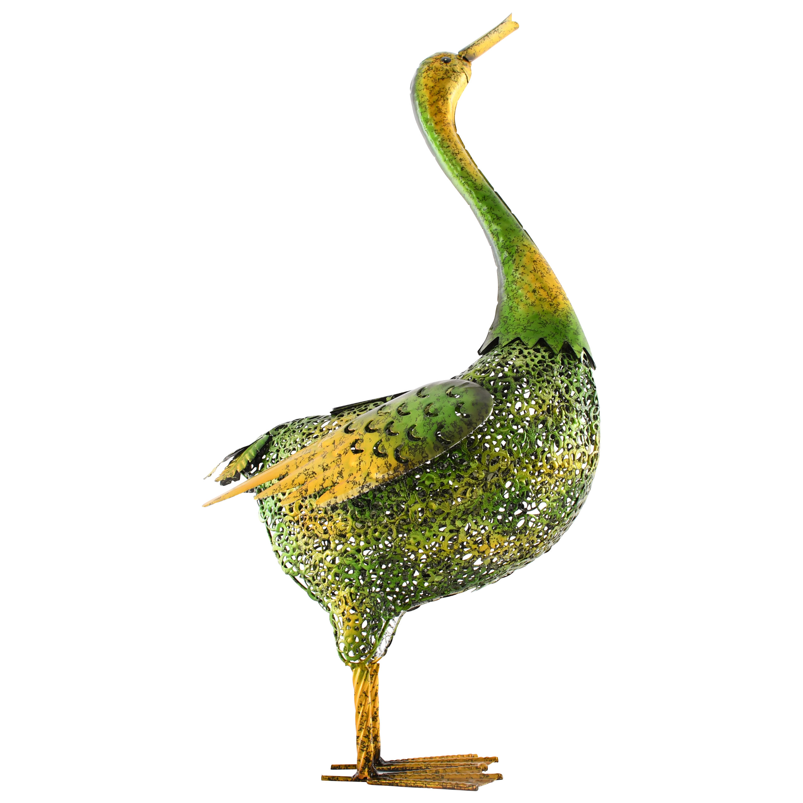 Raburg Deko-Ente HANS in GELB/GOLD/GRÜN - wunderschöne Deko-Figur aus Metall mit 3 LEDs