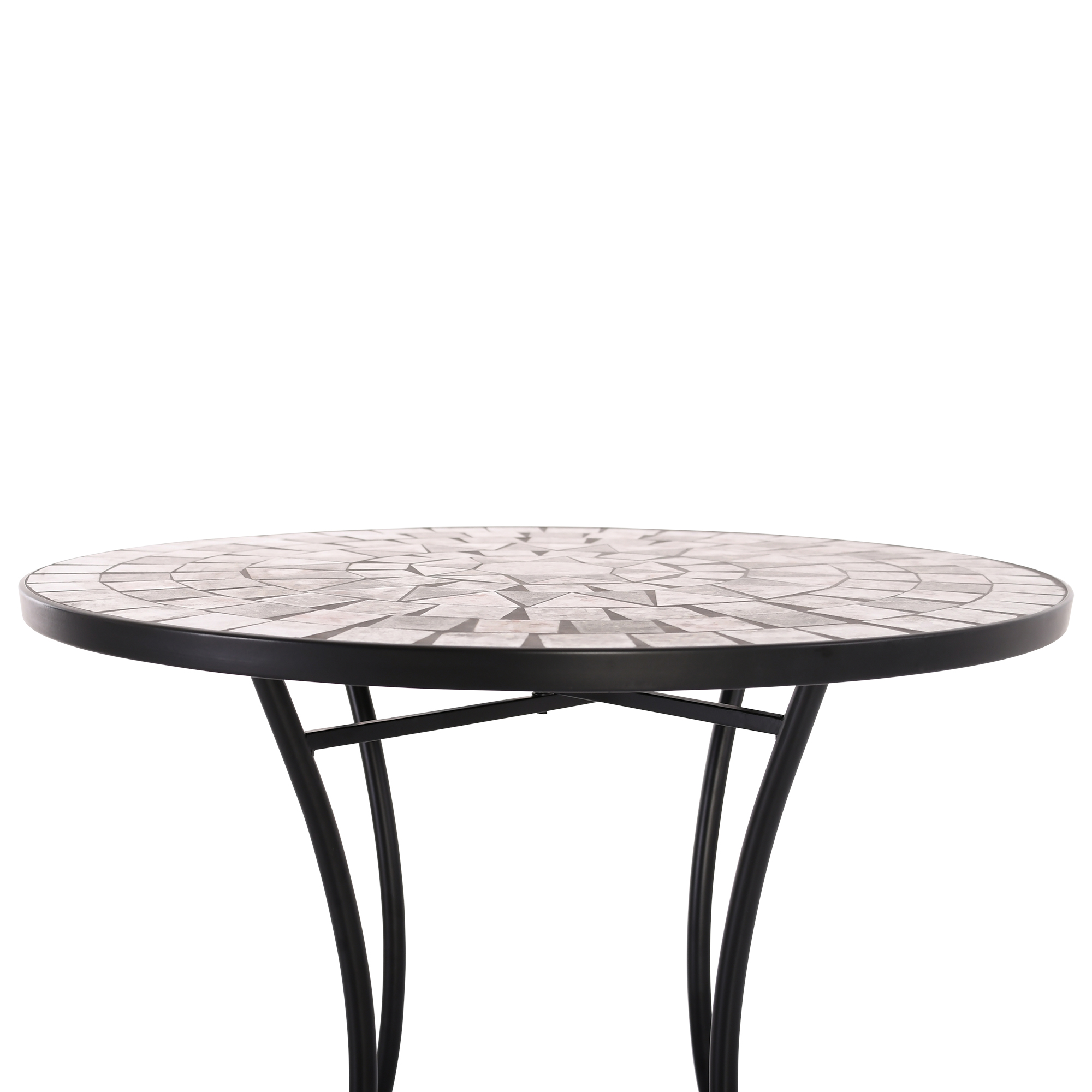 Mosaiktisch, 60 cm Ø, Gartentisch mit Mosaikmuster, Grau-Weiß-Anthrazit, Raburg Mayla