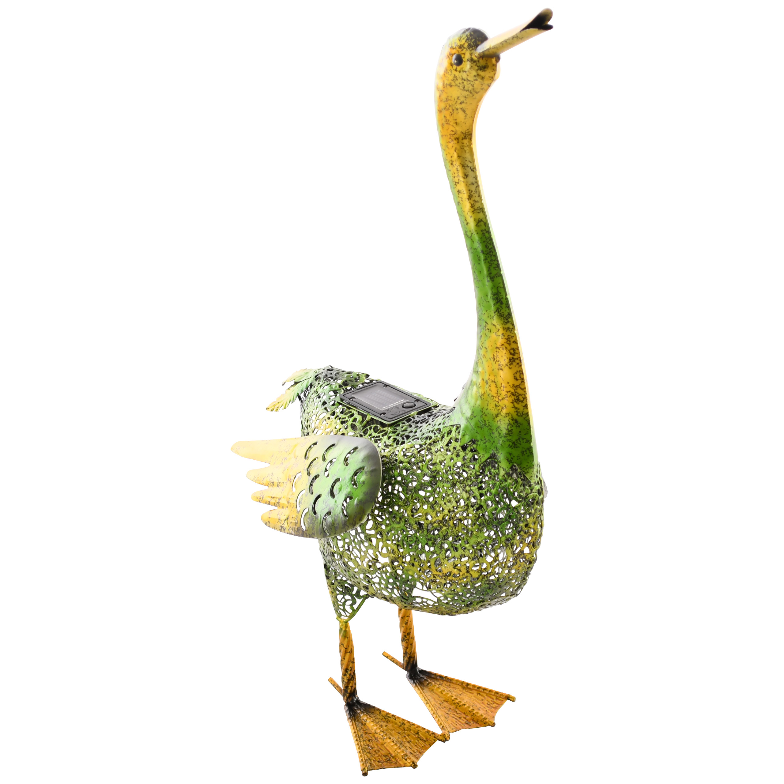Raburg Deko-Ente HANS in GELB/GOLD/GRÜN - wunderschöne Deko-Figur aus Metall mit 3 LEDs