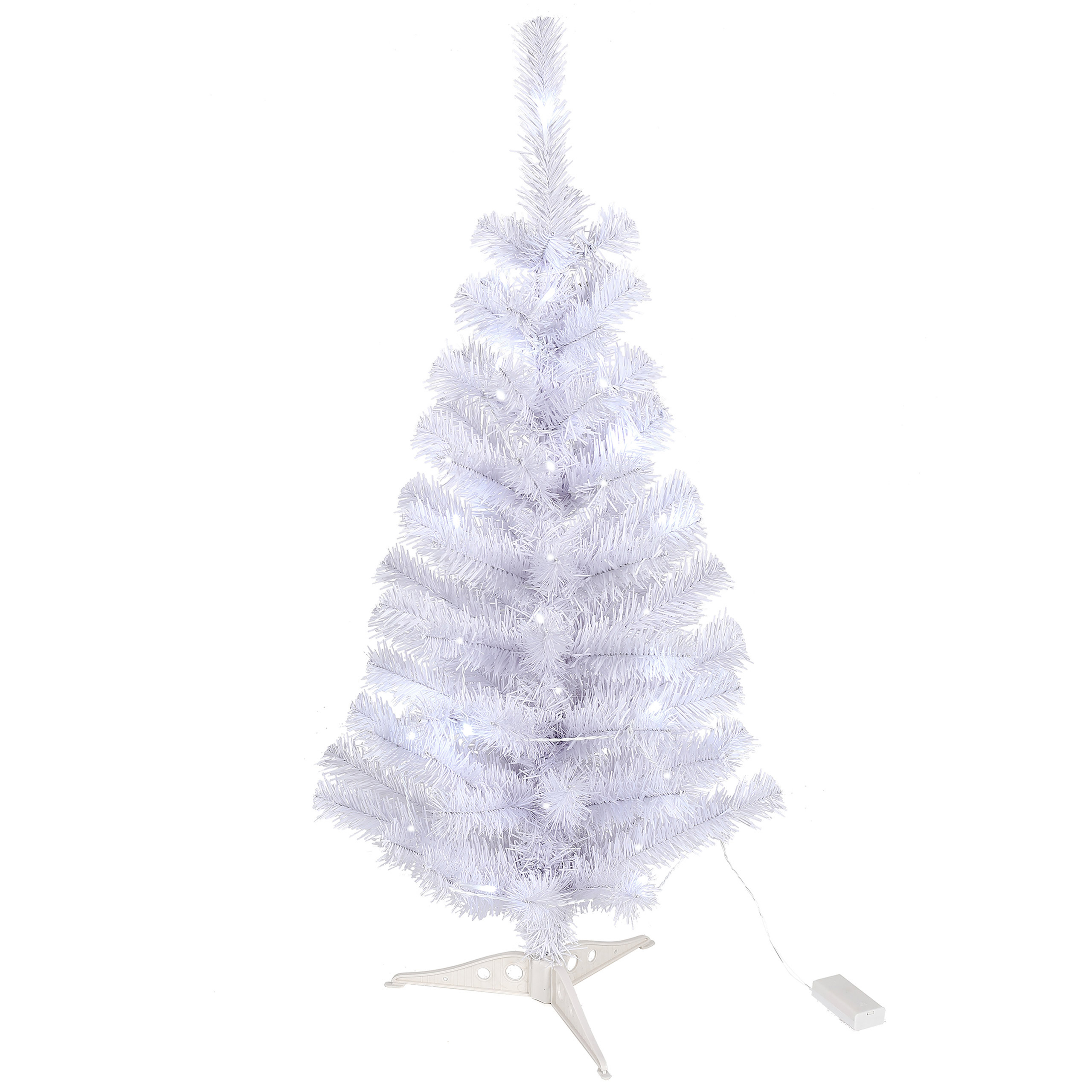 Raburg Künstlicher LED-Weihnachtsbaum in Schnee-Weiß, 90 cm hoch, 20 LEDs in Kalt-Weiß
