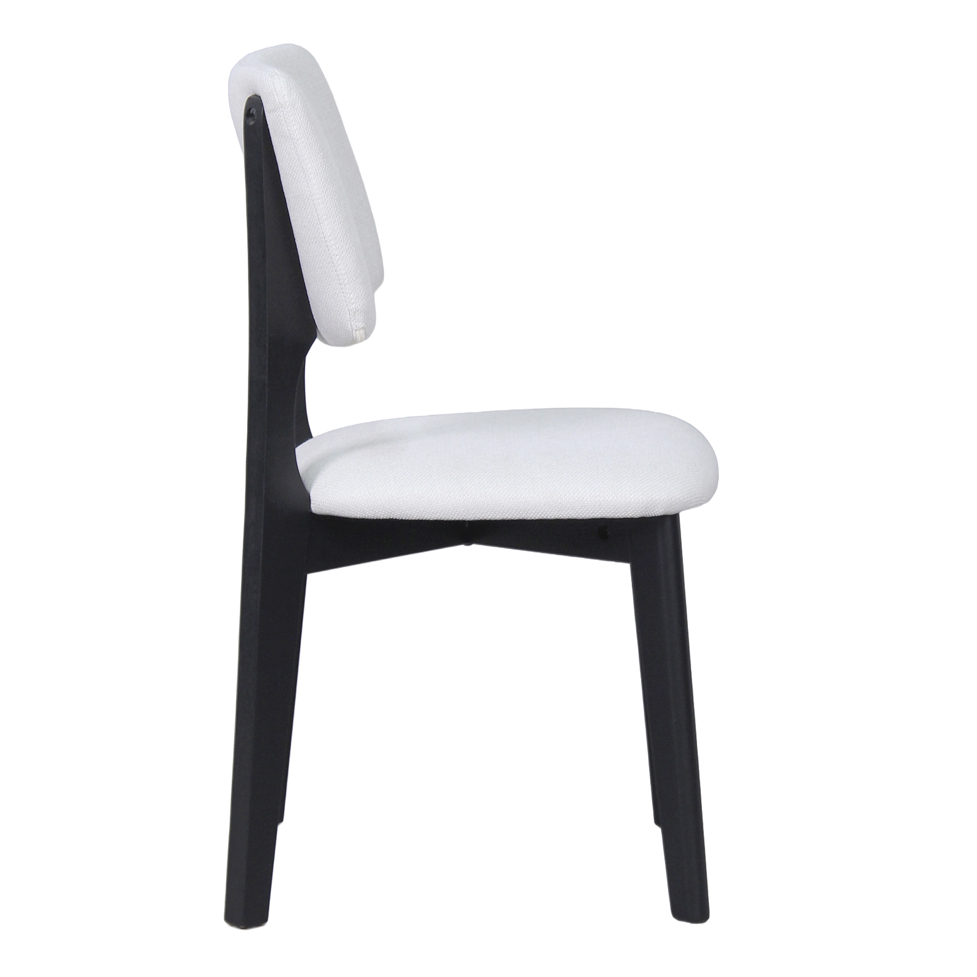 Esszimmerstuhl 2-er Set, Webstoff in Beige, Massivholzgestell in Schwarz, byLIVING Elsa
