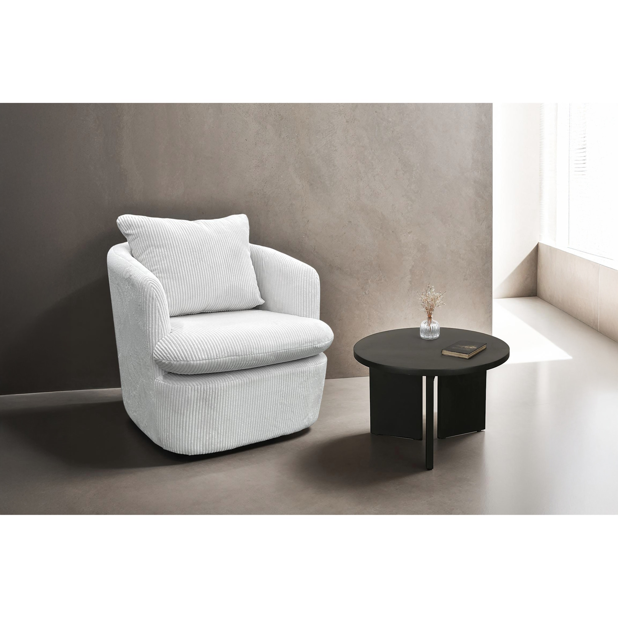 Runder Couchtisch aus Akazienholz in Schwarz, byLIVING Round