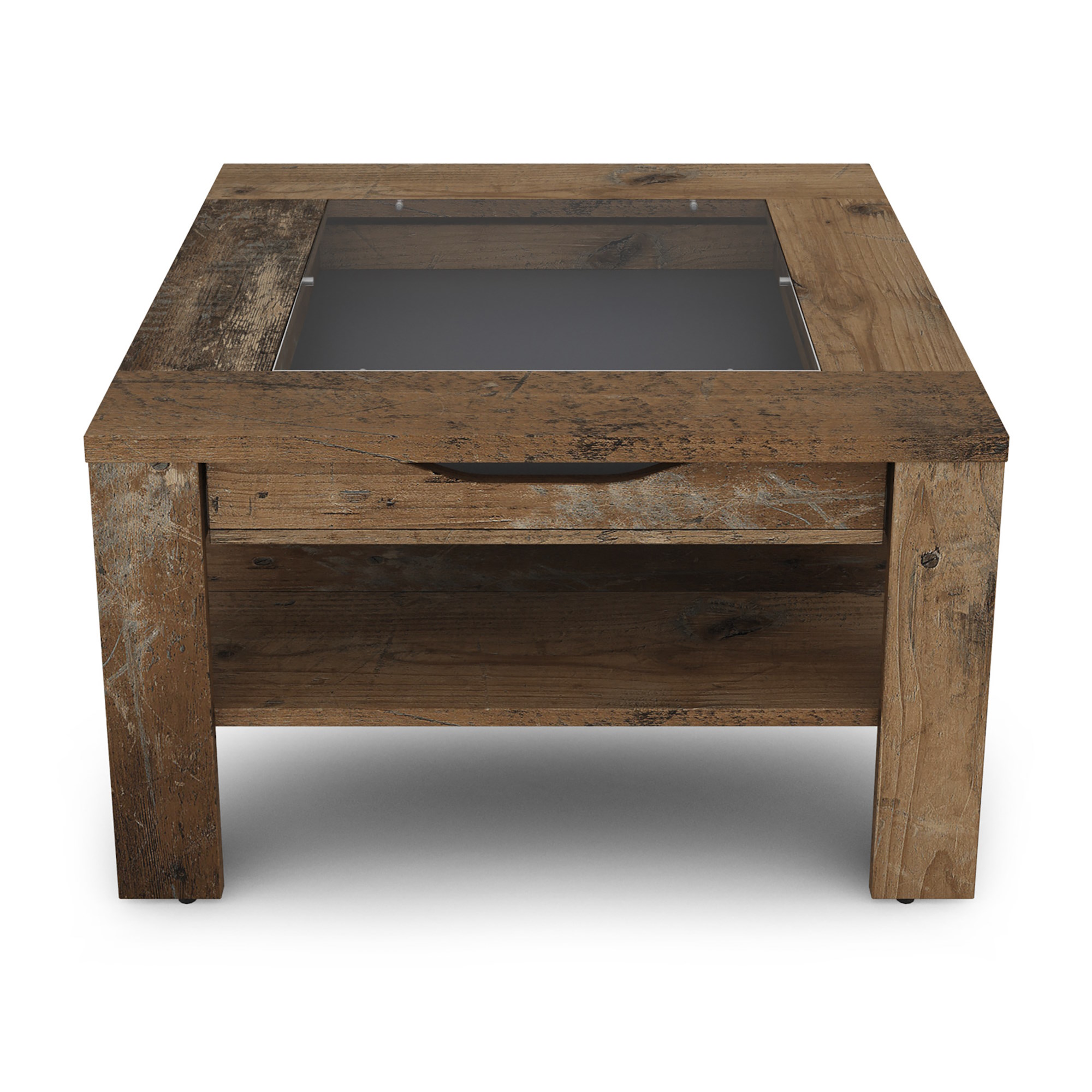 Couchtisch mit Glas & Stauraum in Old-Wood-Optik, byLIVING Ralph
