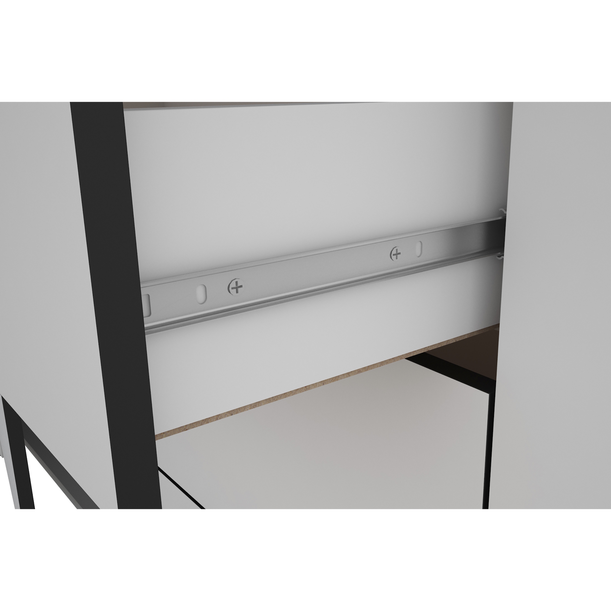 Sideboard mit Tür & Schubkästen, Kommode in Weiß und Schwarz, B140×H84×T40 cm, byLIVING Faro