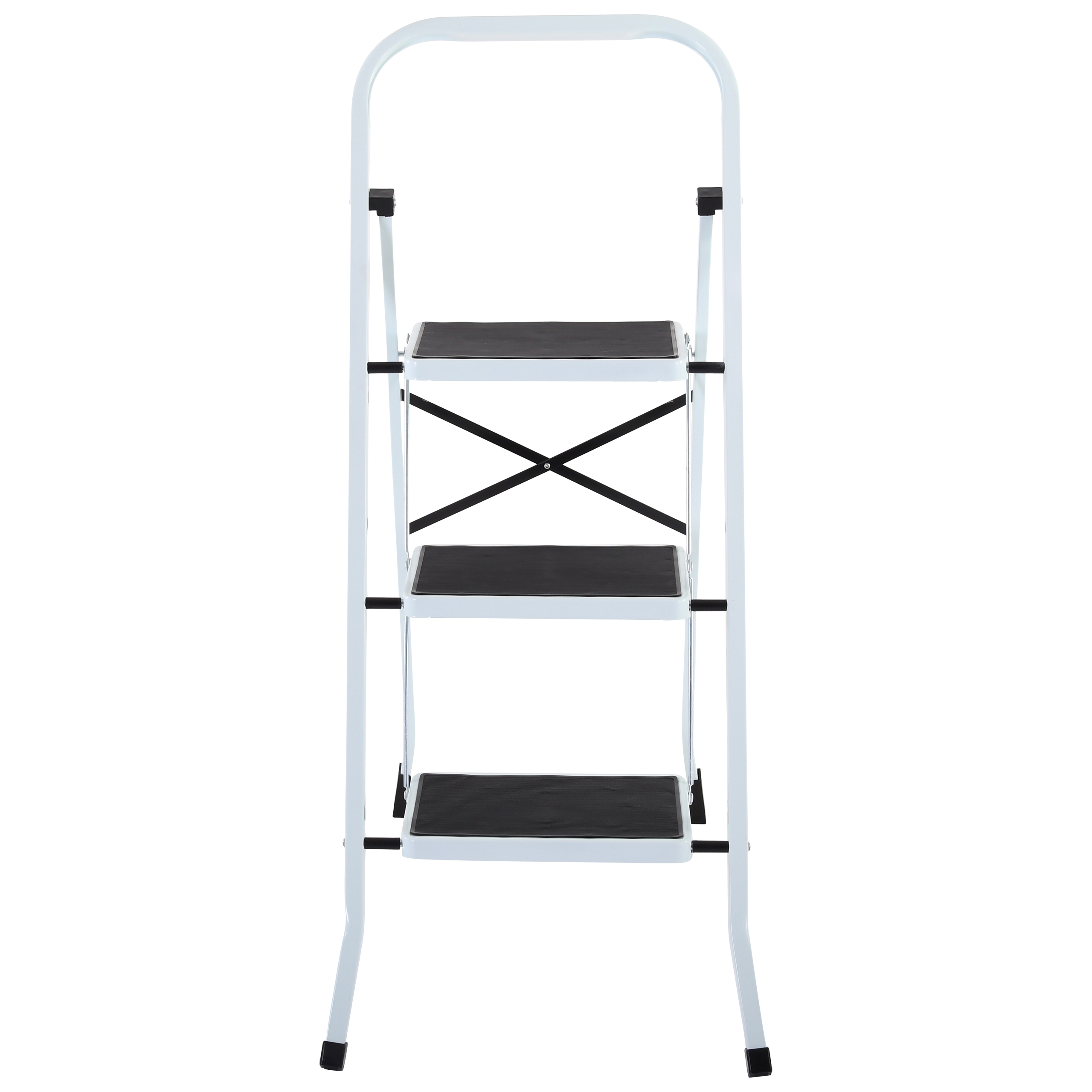 Raburg Stahl-Klapptritt-Leiter Step Medium, 3 Stufen, Stahl in Weiß, kompakt klappbar - 67,5 cm hoch