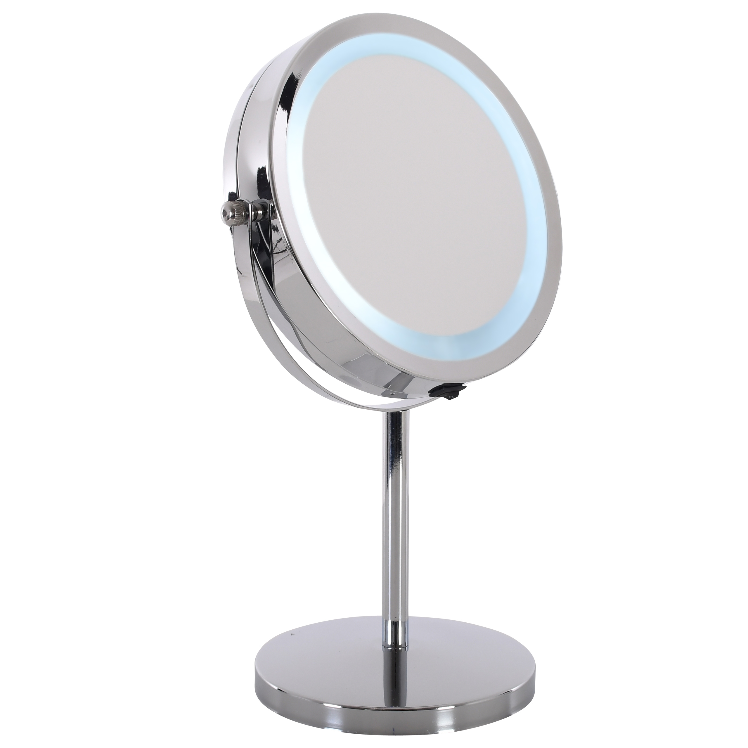Raburg Kosmetikspiegel Nika, LED-Licht, 3x/1x Vergrößerung, doppelseitig, 360°, 18 cm Ø, 32 cm hoch
