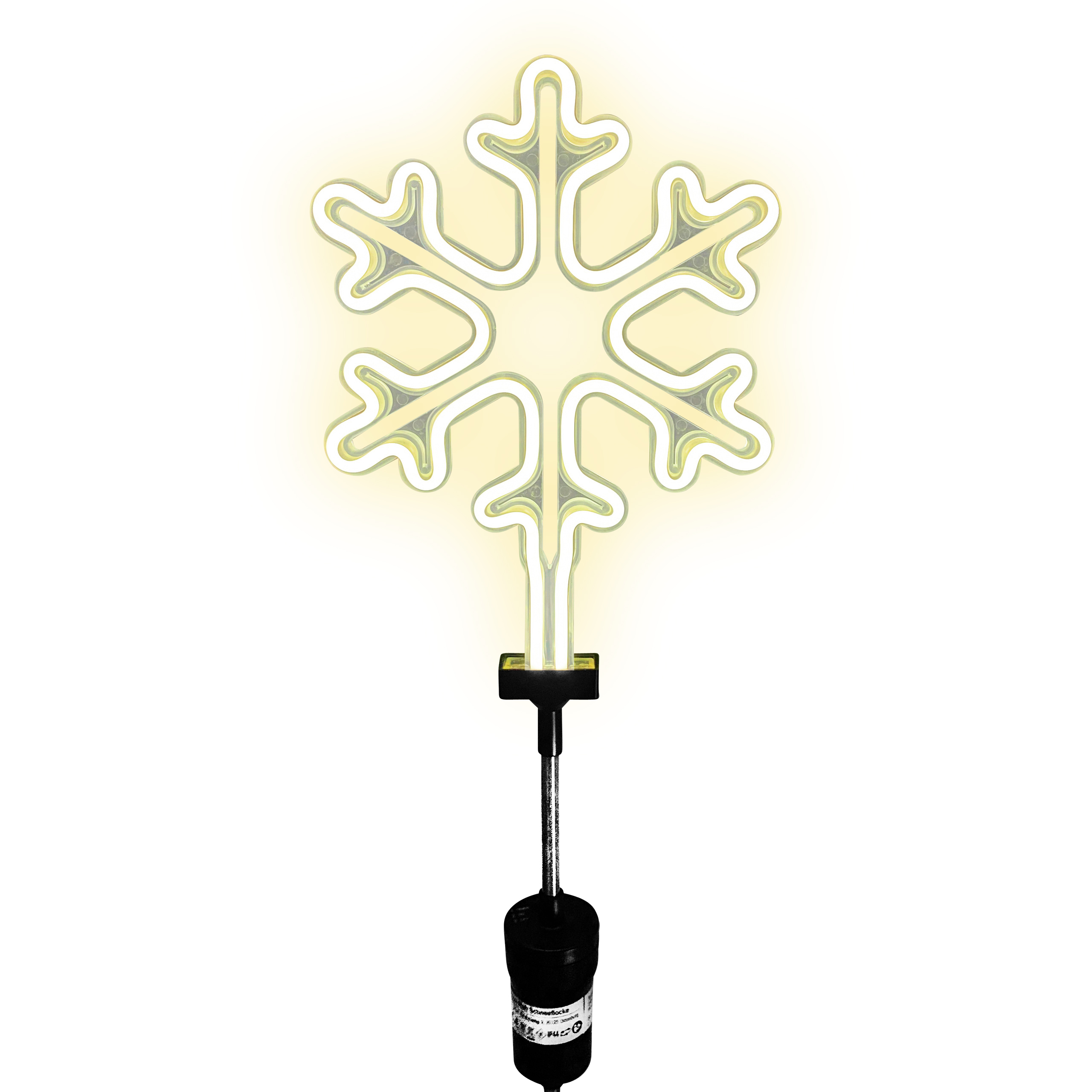 Raburg weihnachtliche LED-Neon-Schneeflocke in Warm-Weiß, Gartenstecker, ca. 70 cm, batteriebetrieben