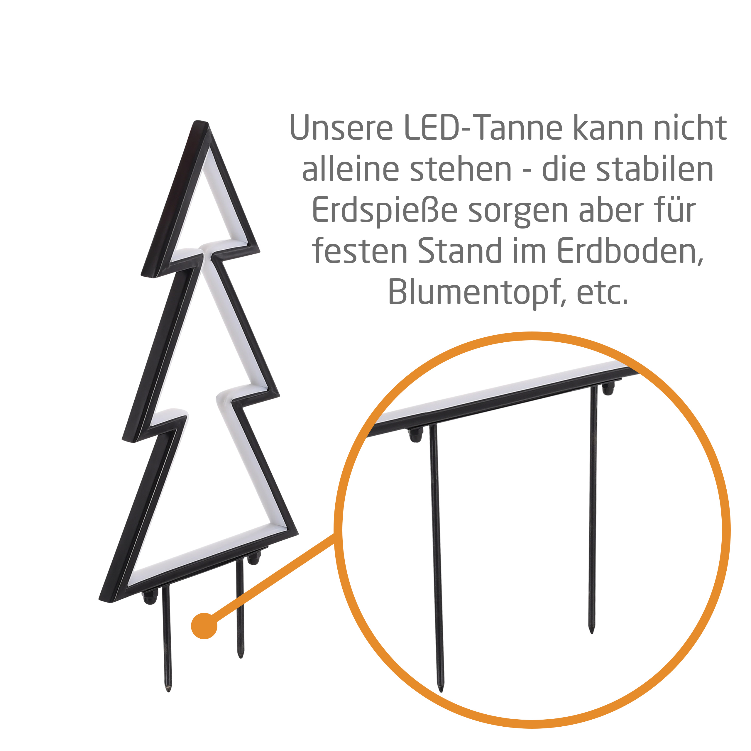 Raburg Outdoor Tannenbaum M, 153 LEDs in Warm-Weiss, ca. 40 cm hoch, mit stabilen Bodensteckern