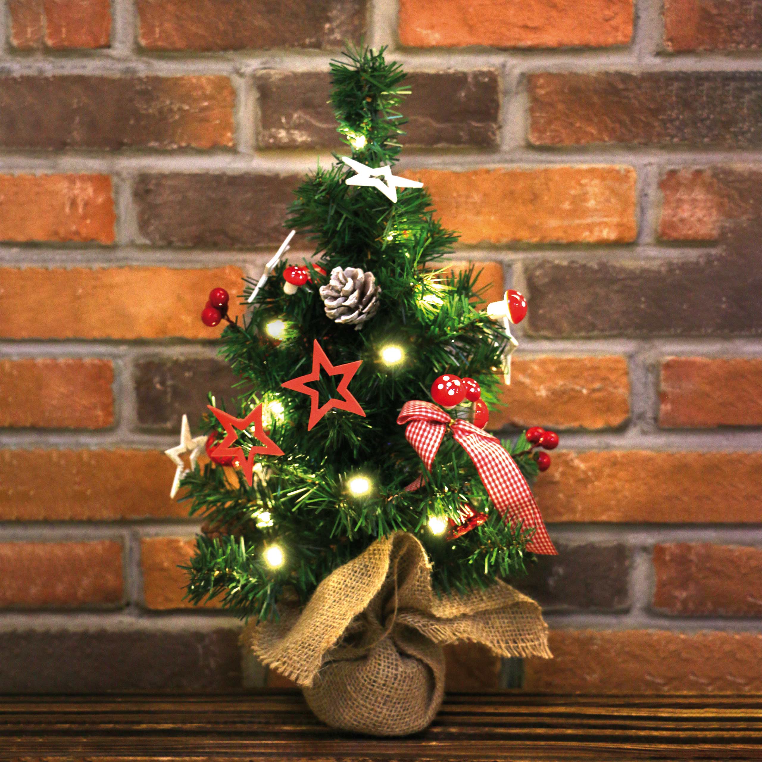 Raburg LED-Deko-Weihnachtsbaum, 50 cm hoch, 10 LEDs in Warm-Weiß