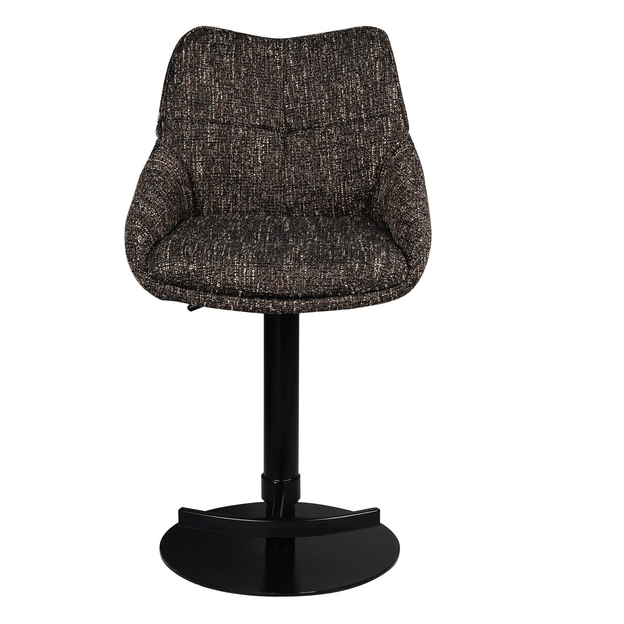 Barhocker höhenverstellbar, Stoff in Dunkelbraun, Gestell in Schwarz | Louming Mattea