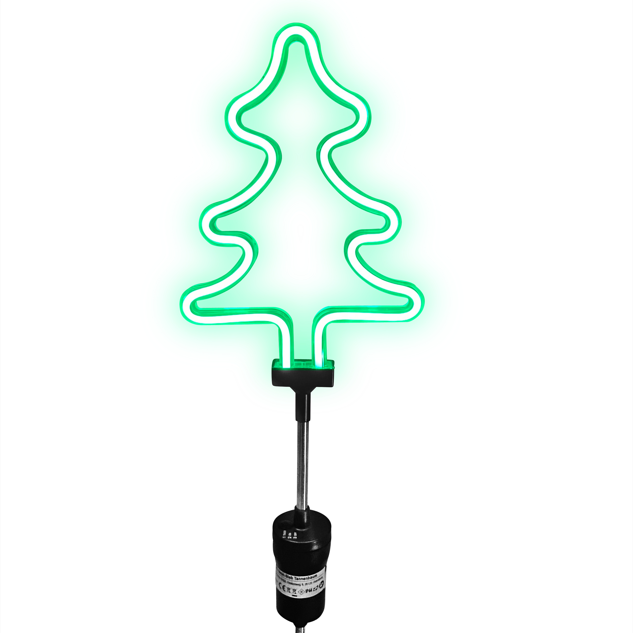 Raburg weihnachtlicher LED-Tannenbaum in Neon-Grün, Gartenstecker, ca. 70 cm, batteriebetrieben
