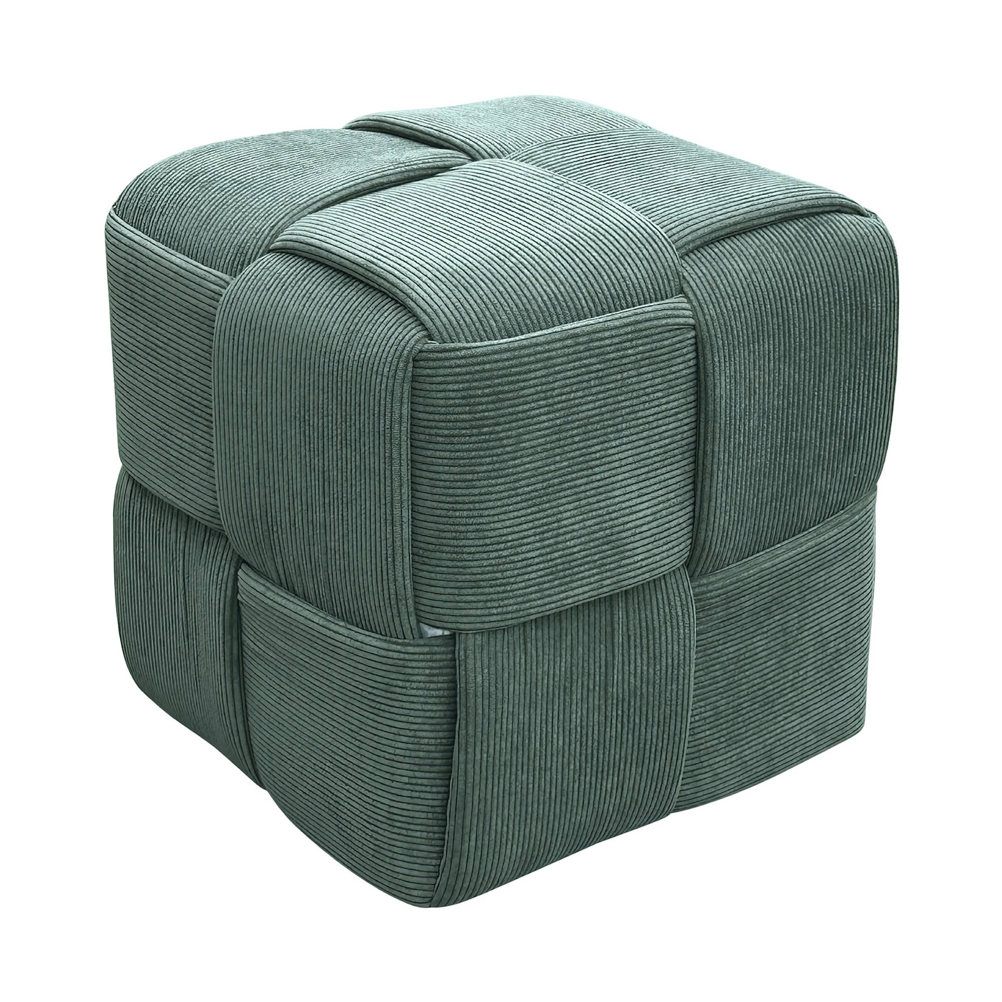 byliving-pouf dunkelgruen-cord-hocker-urban-40x40-kunststofffuesse-800451