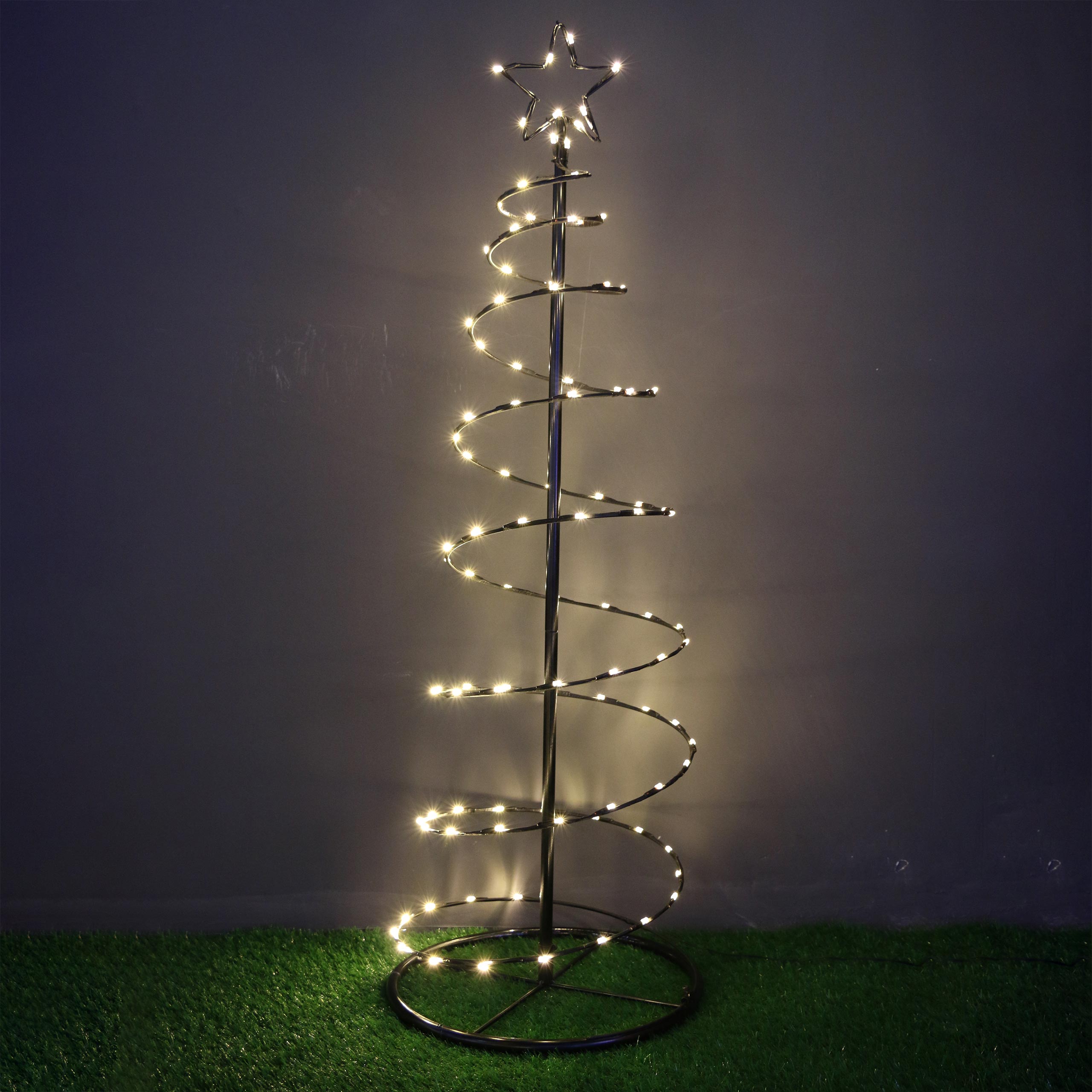 Raburg Spiral-Tannenbaum in Schwarz - Outdoor Deko-Baum für Weihnachten mit 100 warmweißen LEDs