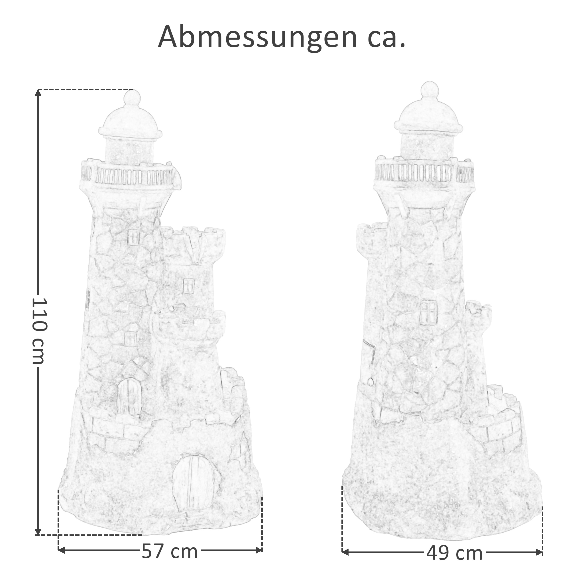Raburg Gartenbrunnen Leuchtturm XXL - Dekobrunnen mit warmweißer LED Beleuchtung, ca. 110x57x49 cm