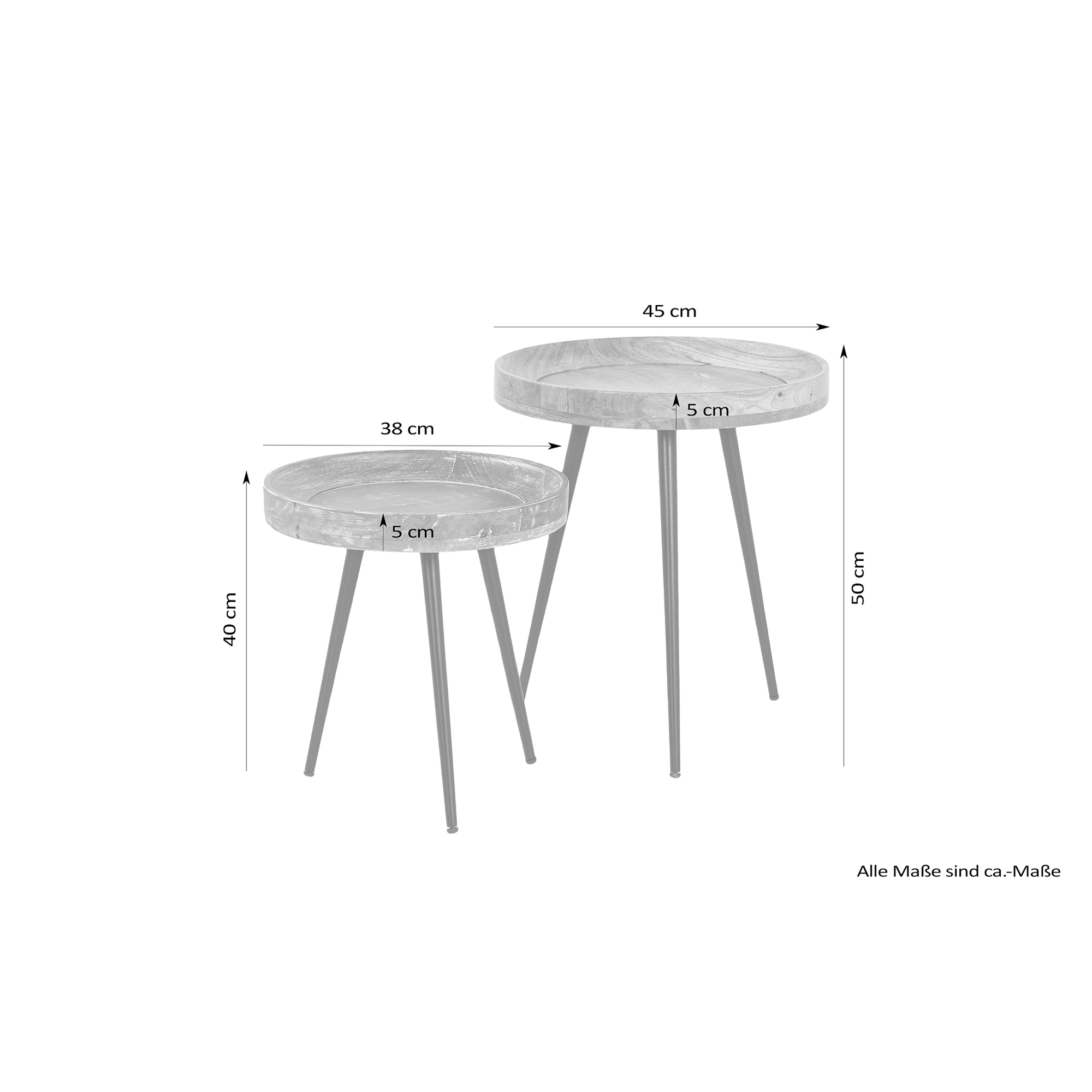 Runder Beistelltisch aus Mangoholz & Metall in Schwarz, byLIVING Ava