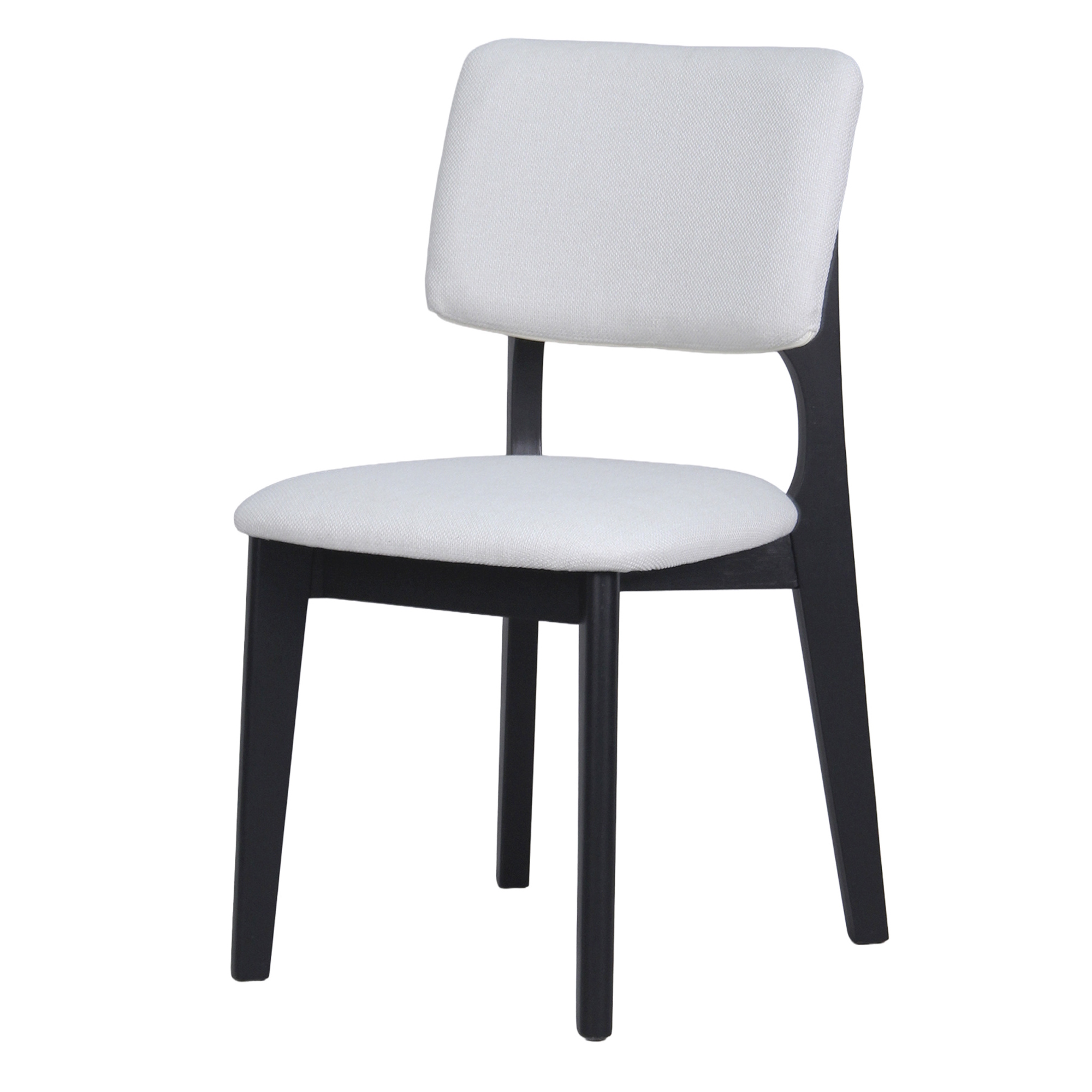 Esszimmerstuhl 2-er Set, Webstoff in Beige, Massivholzgestell in Schwarz, byLIVING Elsa