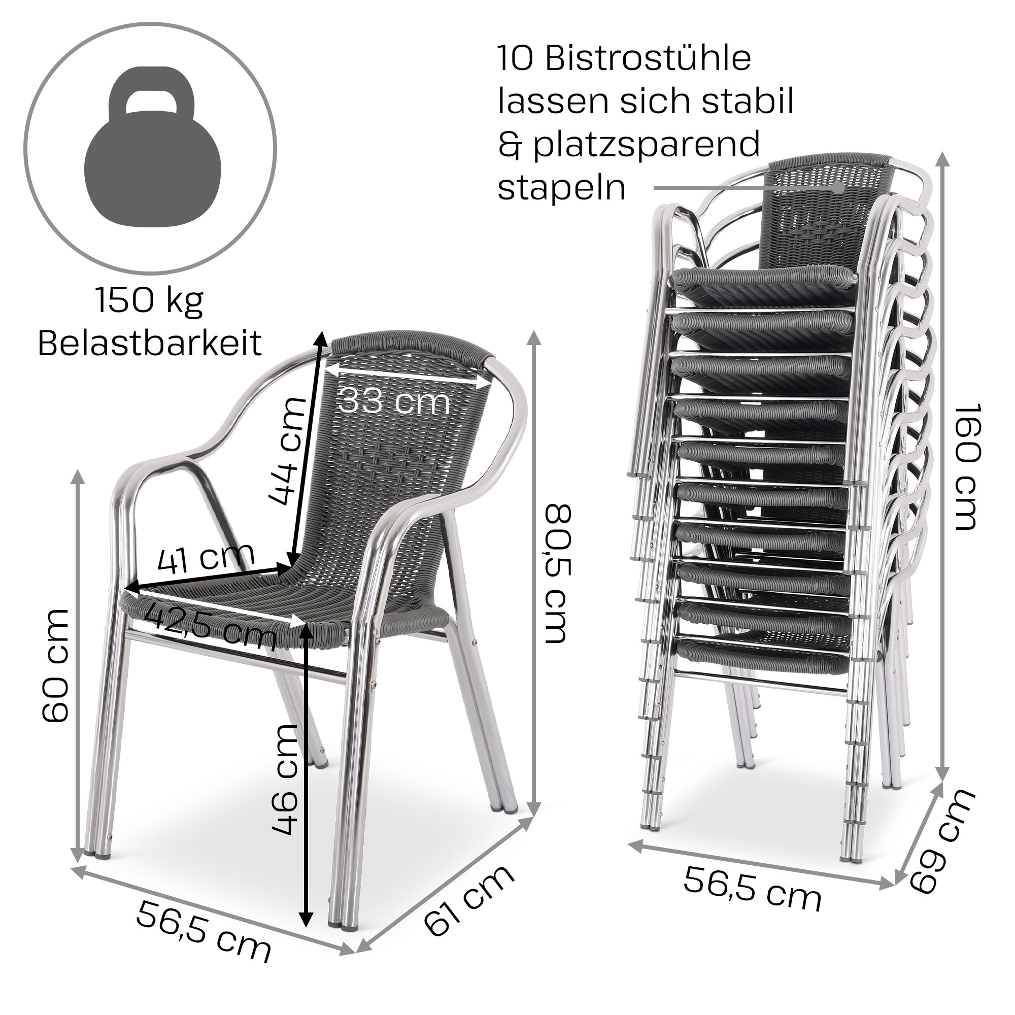 MFSTUDIO Gartenstuhl 4er Set Aluminium, Textilene Balkon Stühle MFSTUDIO Gartenstuhl 4er Set Aluminium, Textilene Balkon Stühle