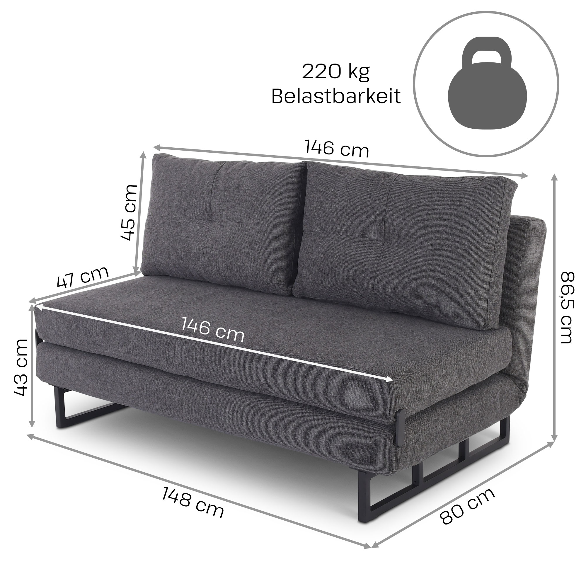 schlafsofa-struktur-mikrofaser-anthrazit-gestell-schwarz-148cm-breit -raburg-zara-300008