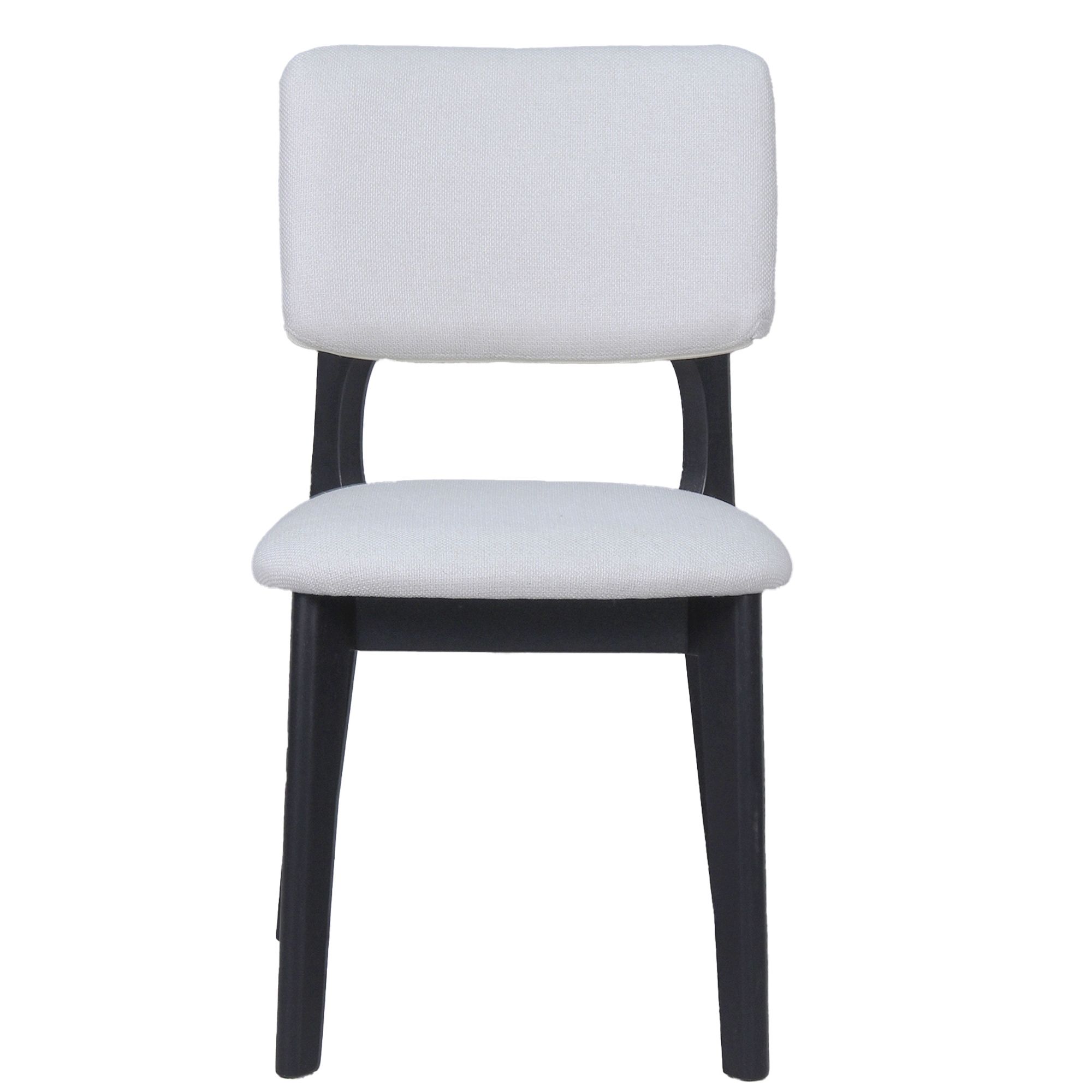 Esszimmerstuhl 2-er Set, Webstoff in Beige, Massivholzgestell in Schwarz, byLIVING Elsa