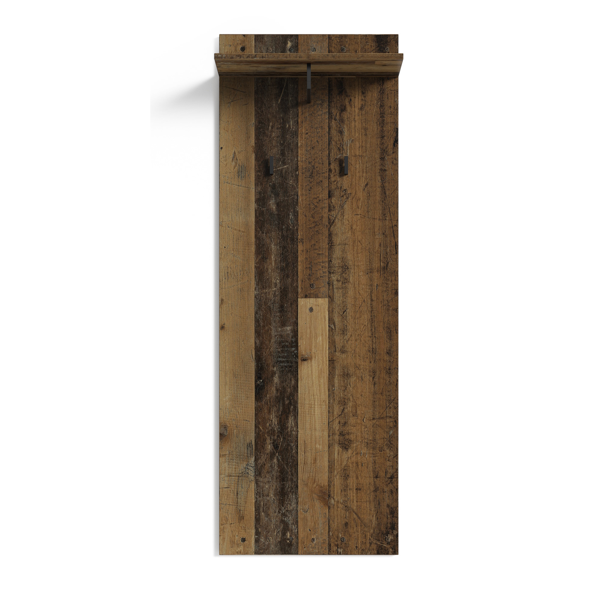 Wandgarderobe in Old-Wood-Optik mit Hacken, Kleiderstange & Ablage, byLIVING Jakob
