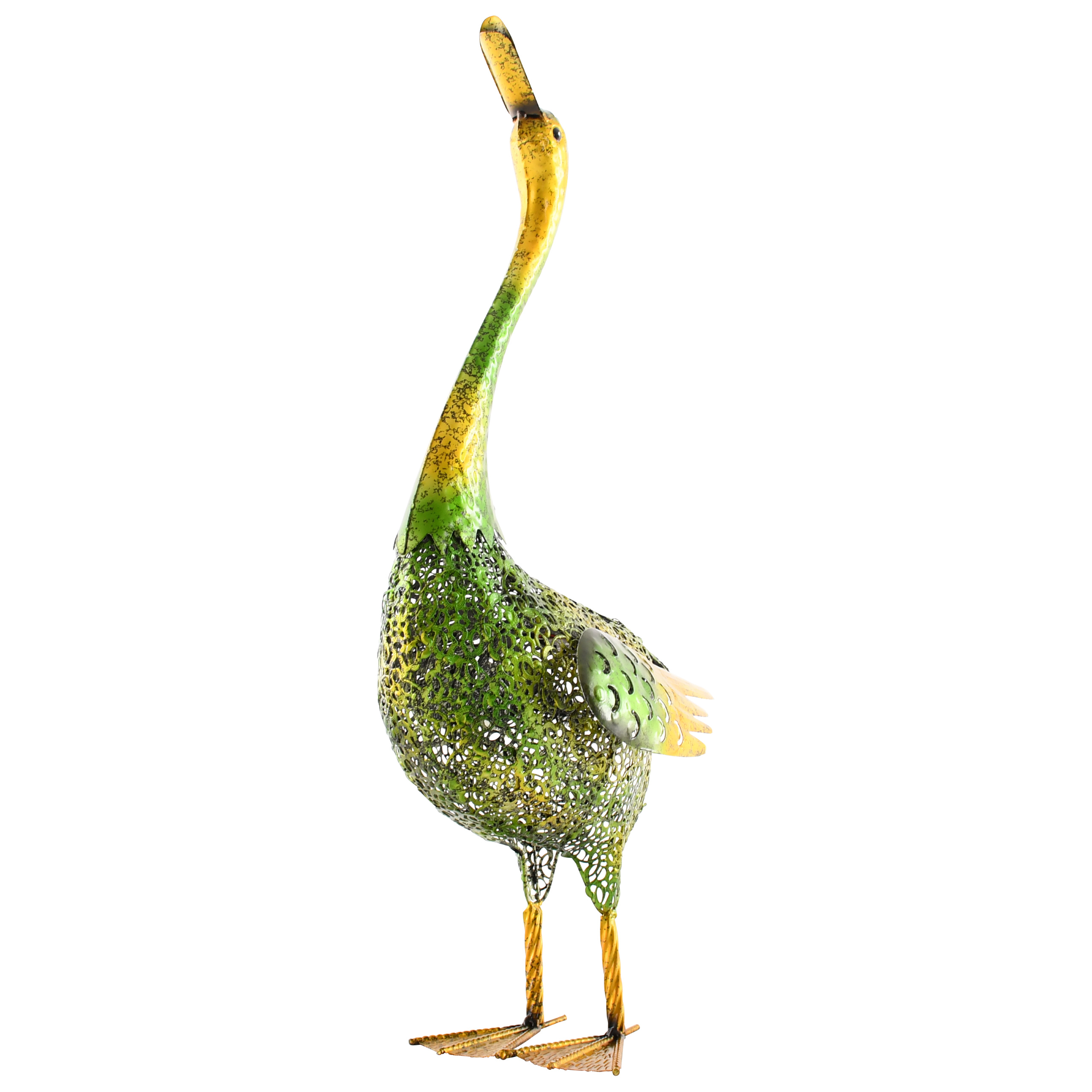 Raburg Deko-Ente HANS in GELB/GOLD/GRÜN - wunderschöne Deko-Figur aus Metall mit 3 LEDs