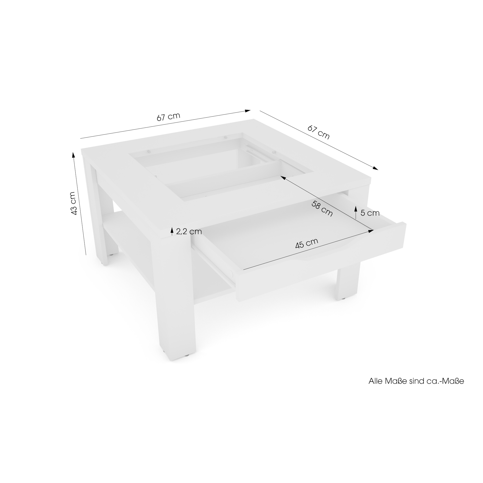 Couchtisch mit Glas & Stauraum in Artisan-Eiche-Optik, byLIVING Ralph