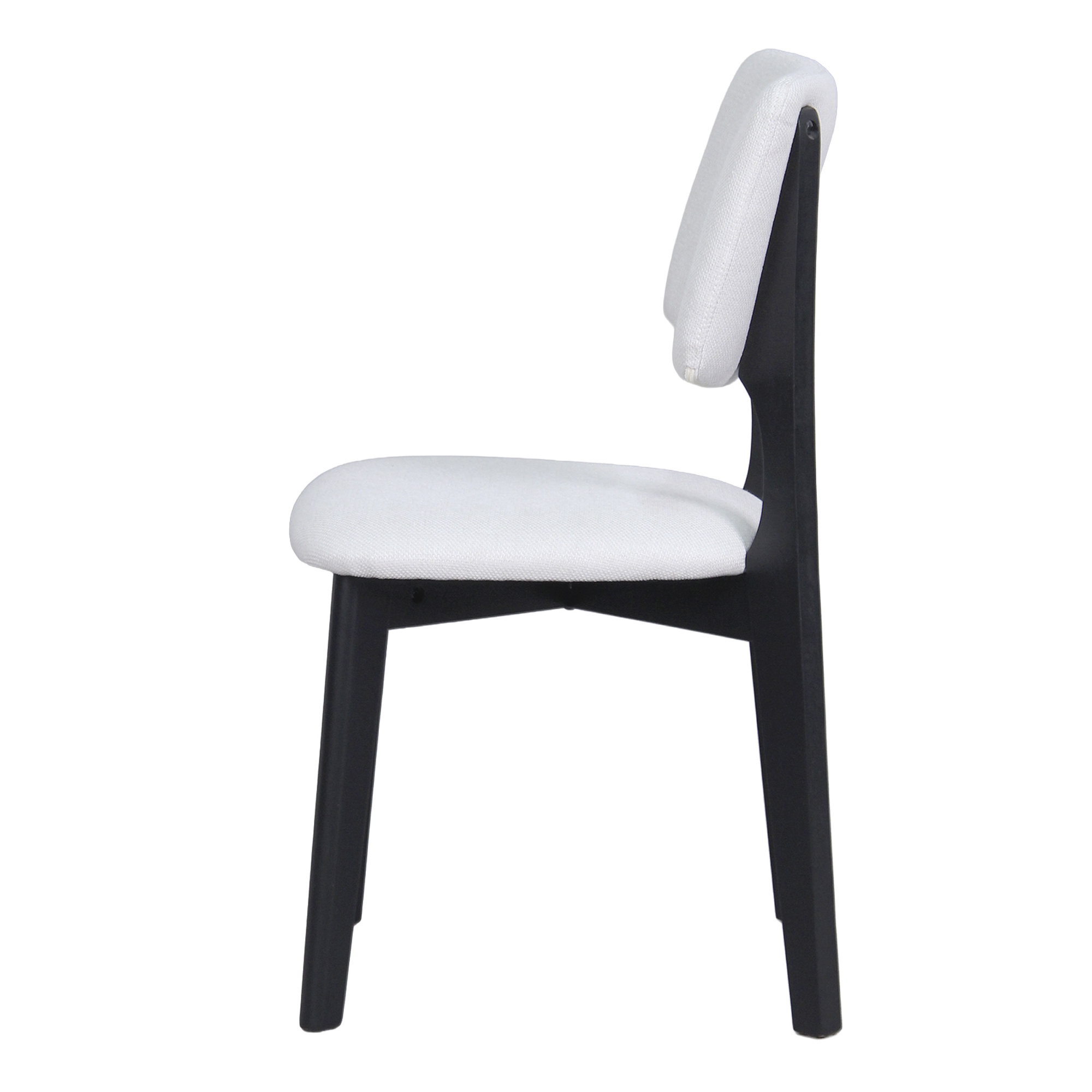 Esszimmerstuhl 2-er Set, Webstoff in Beige, Massivholzgestell in Schwarz, byLIVING Elsa