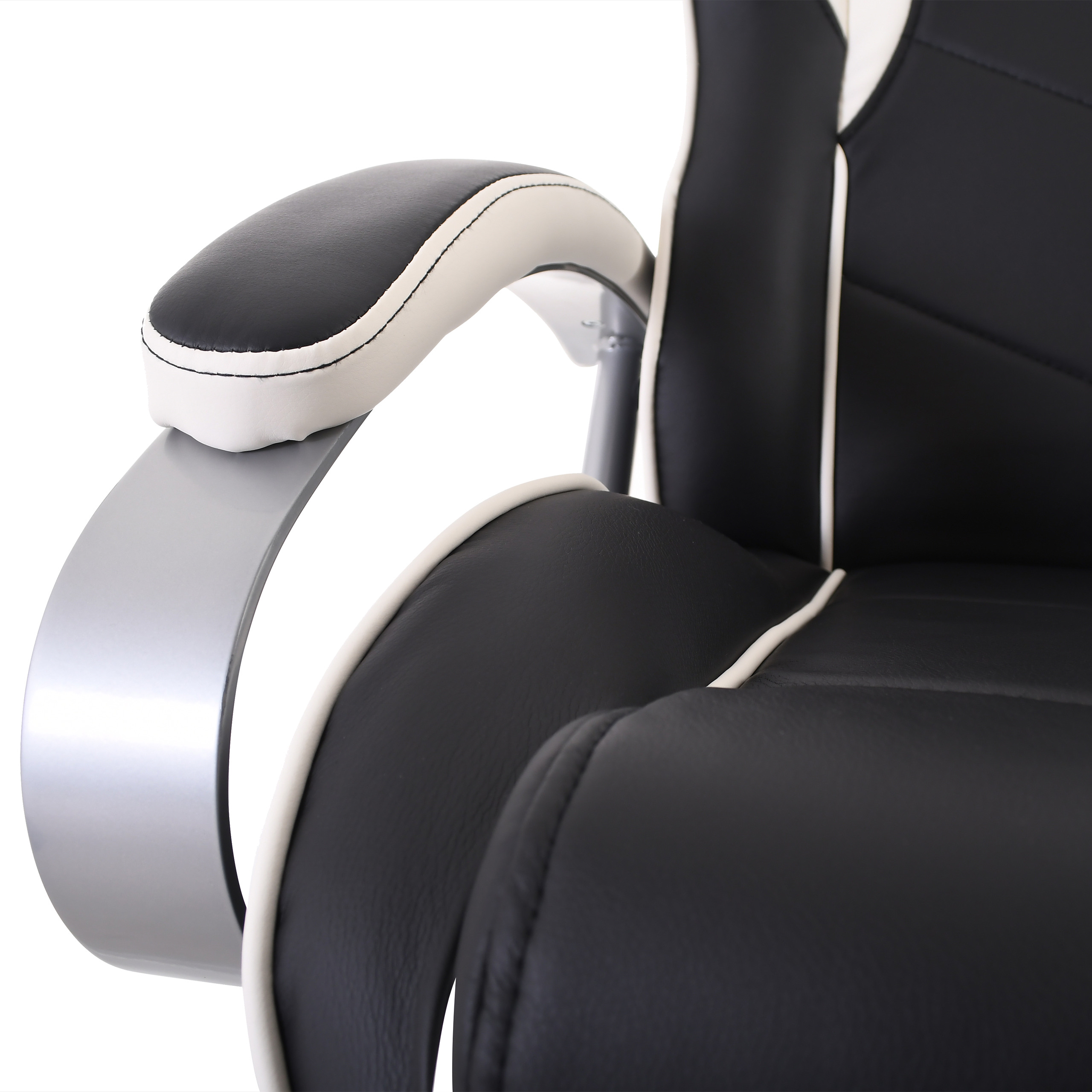 Raburg Gaming-Sessel Set Drift Sport in Schwarz-Weiß mit Hocker, Soft-Touch Kunstleder
