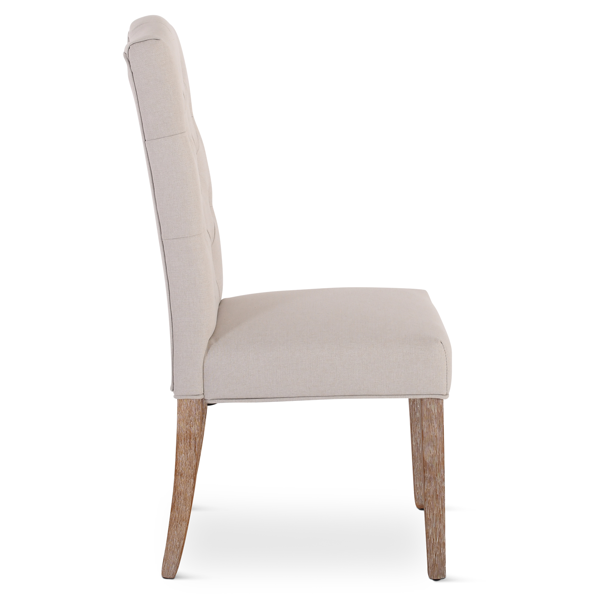 Esszimmerstuhl 2er-Set, Chesterfield-Design, Beige, Beine Holz, Raburg Anastasia